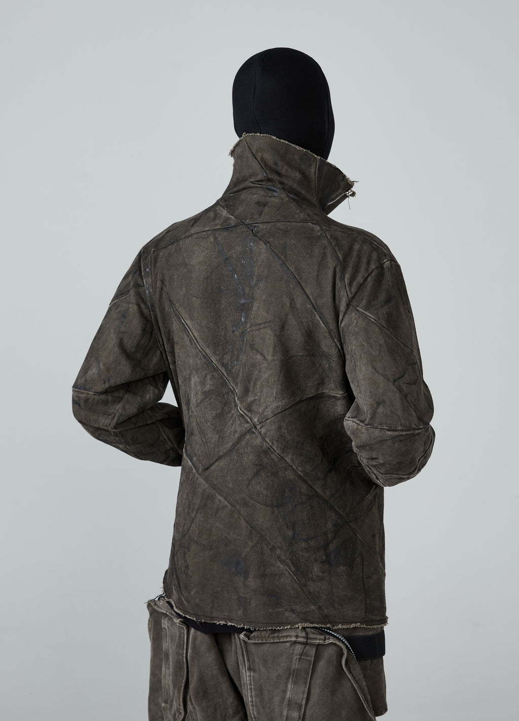 Wasteland Diagonal Zipper Distressed Jacket