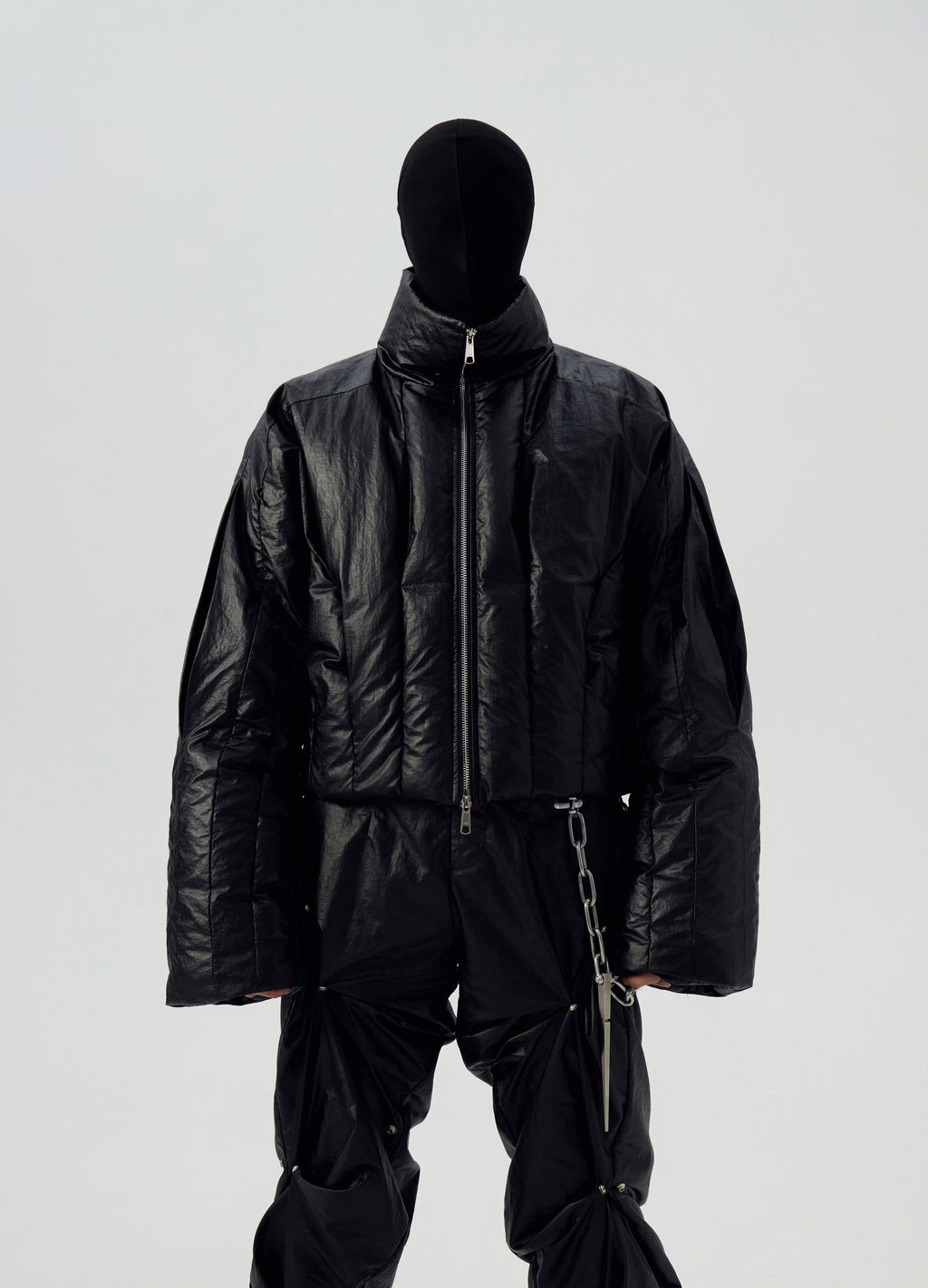 24FW GLOSSY BLACK STAND COLLAR PUFFER