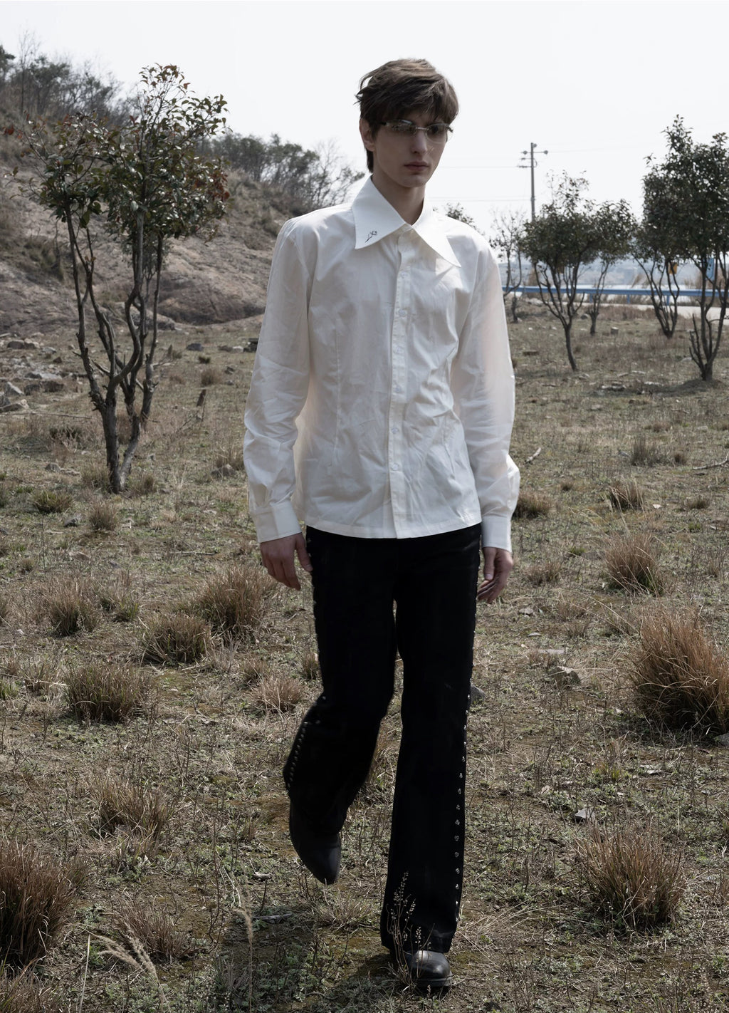 25SS ROSE EMBROIDERY TENCEL SHIRT