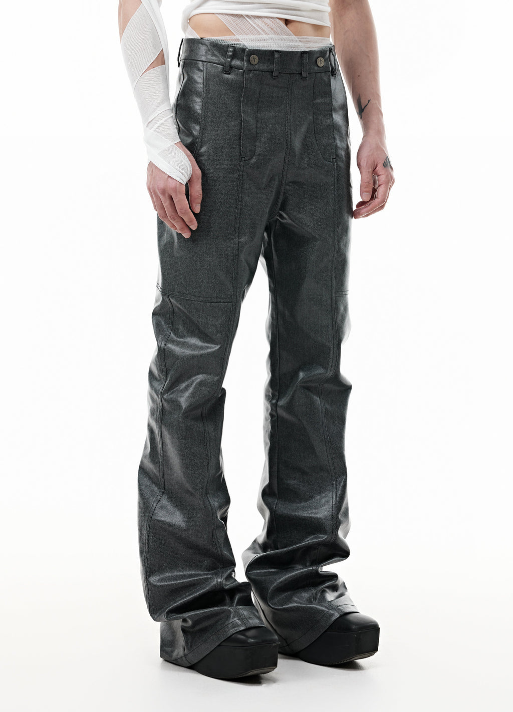 WAXED DRAPE DIVIDED PANTS