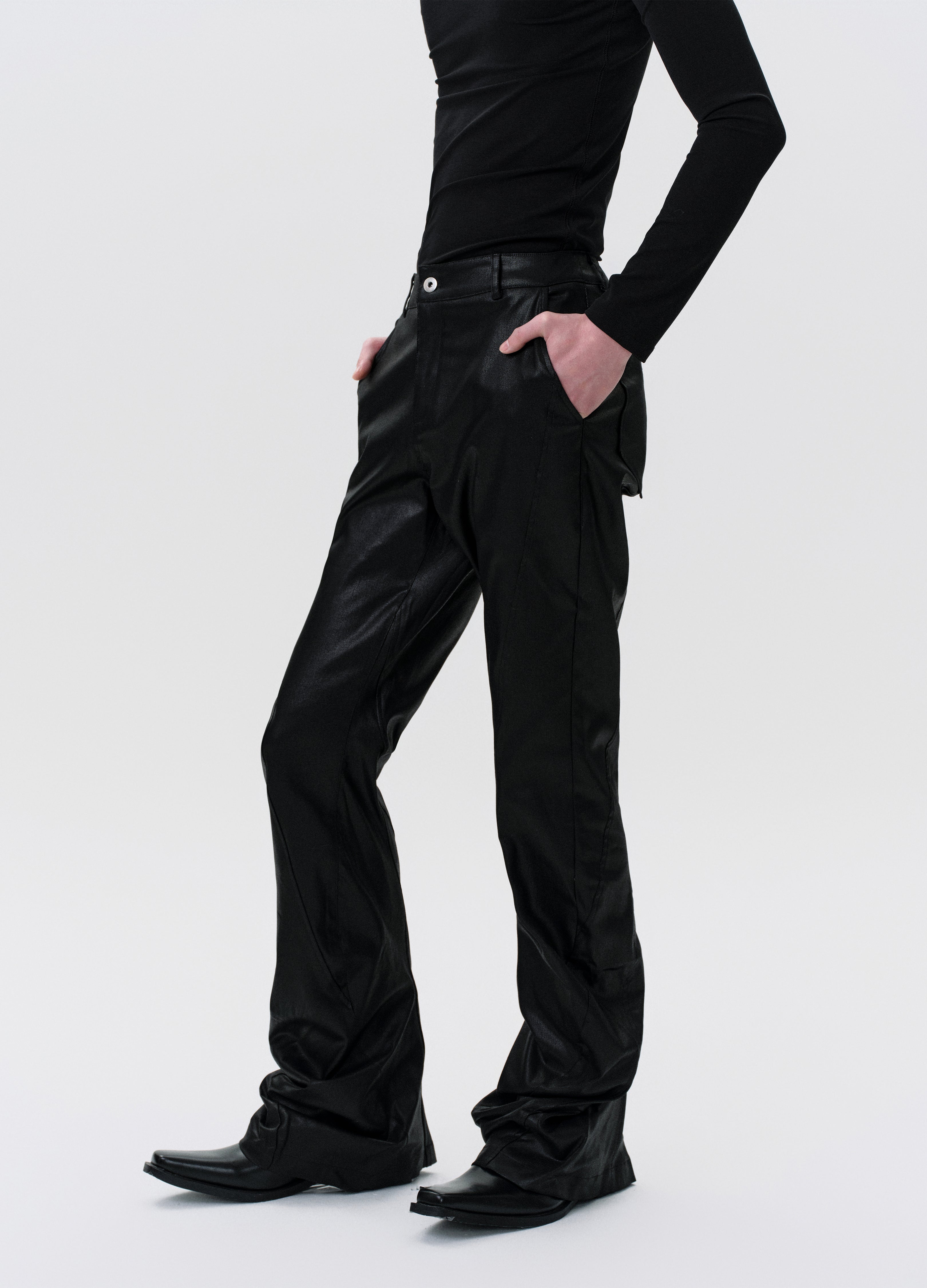 25SS TWISTED WAX COATED PANTS