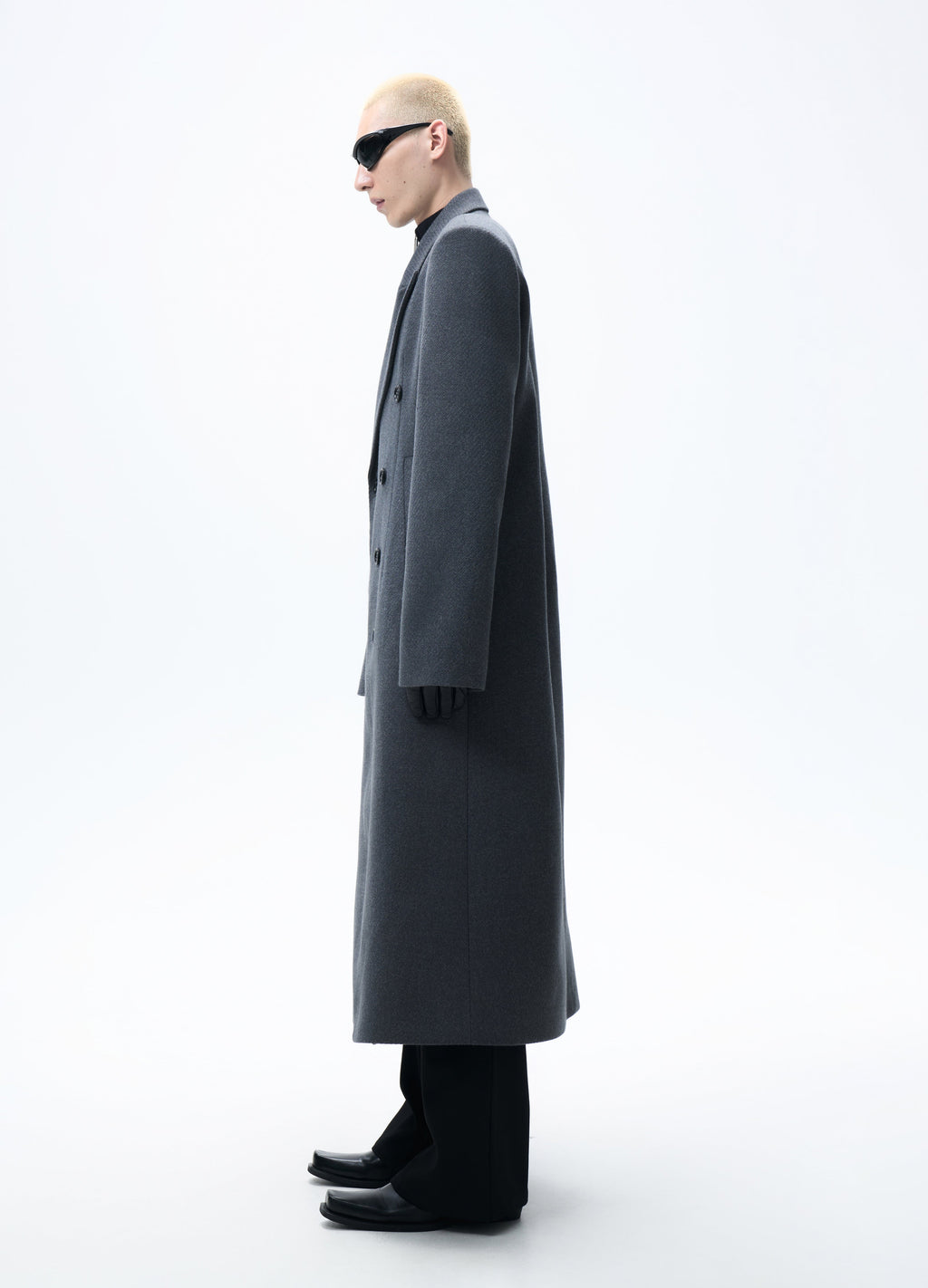 25FW GREY WAISTED WOOL OVERCOAT
