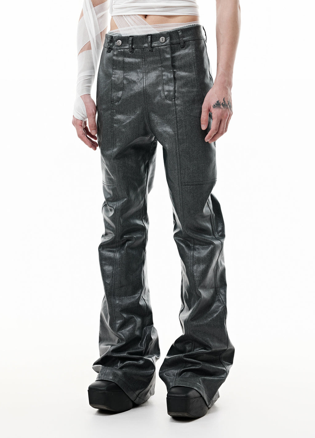 WAXED DRAPE DIVIDED PANTS