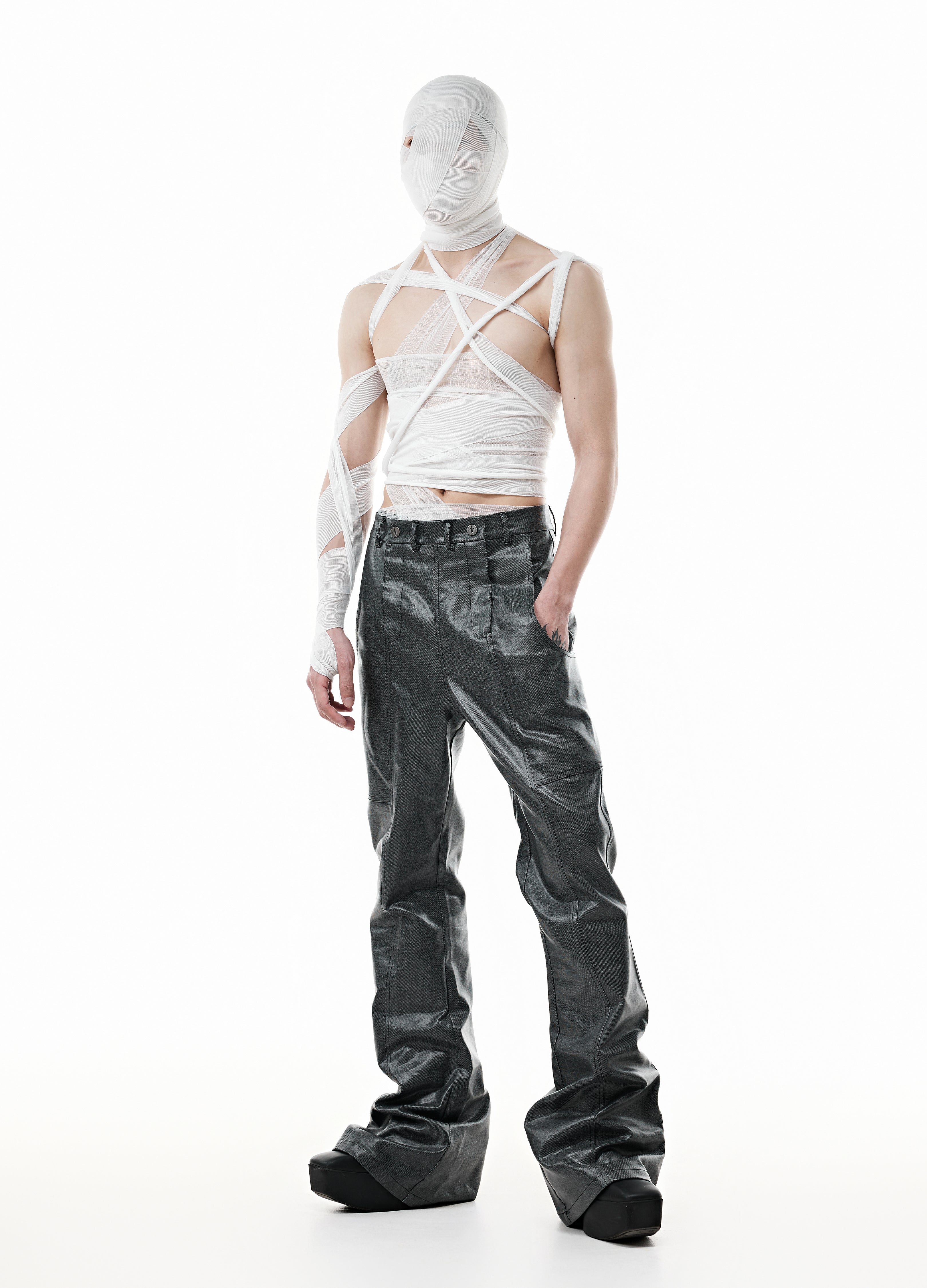 WAXED DRAPE DIVIDED PANTS