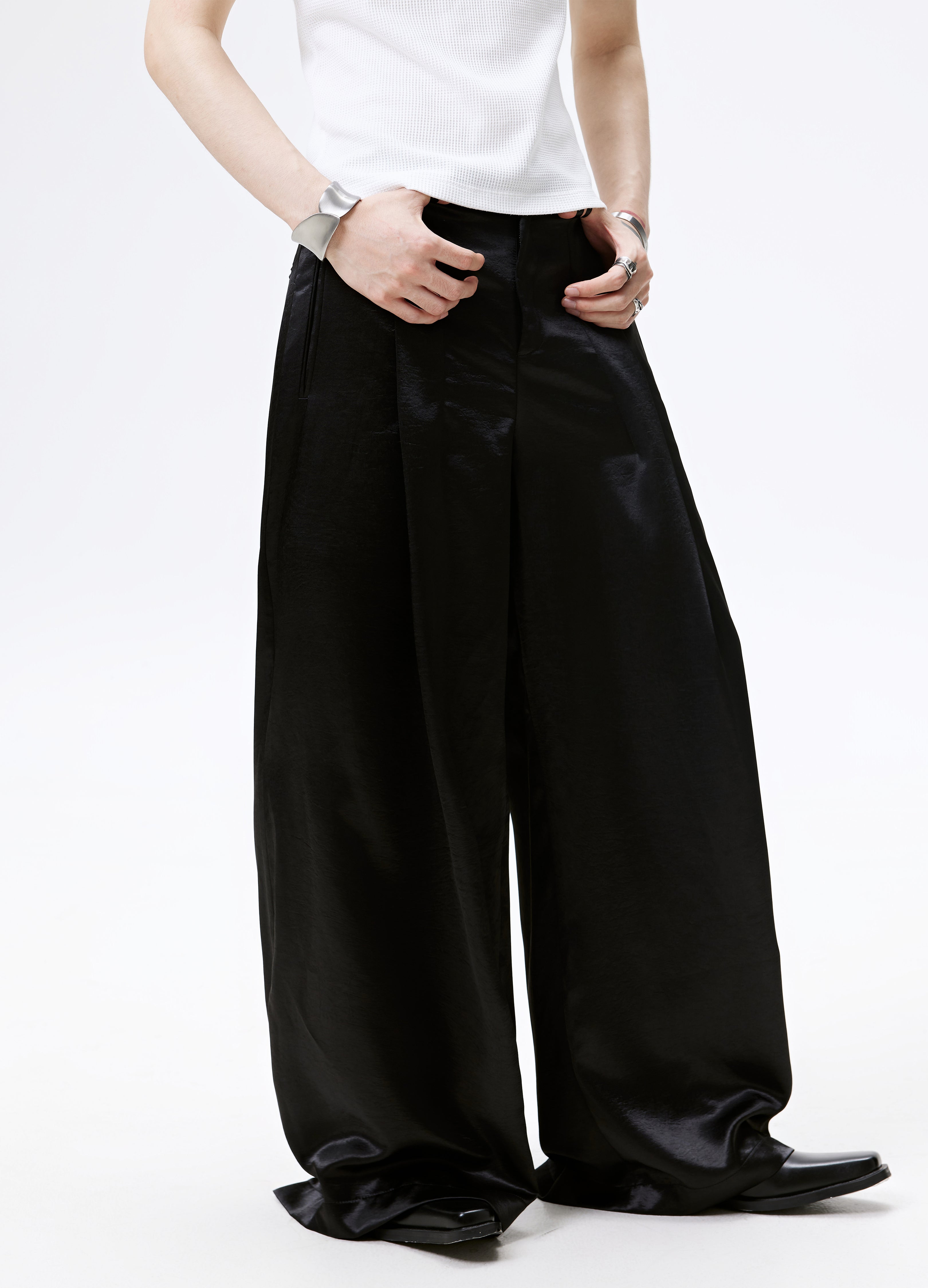 25SS SATIN FLOW WIDE PANTS