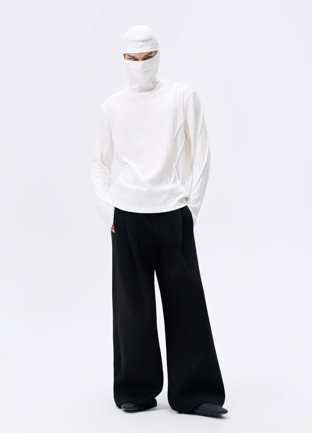 25FW MASKED STRIPE KNIT HOODIE