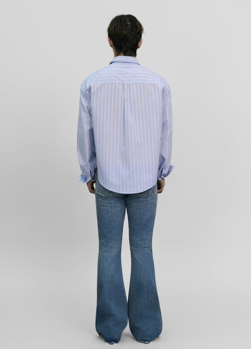 STRIPED EMBROIDERED BLUE SHIRT