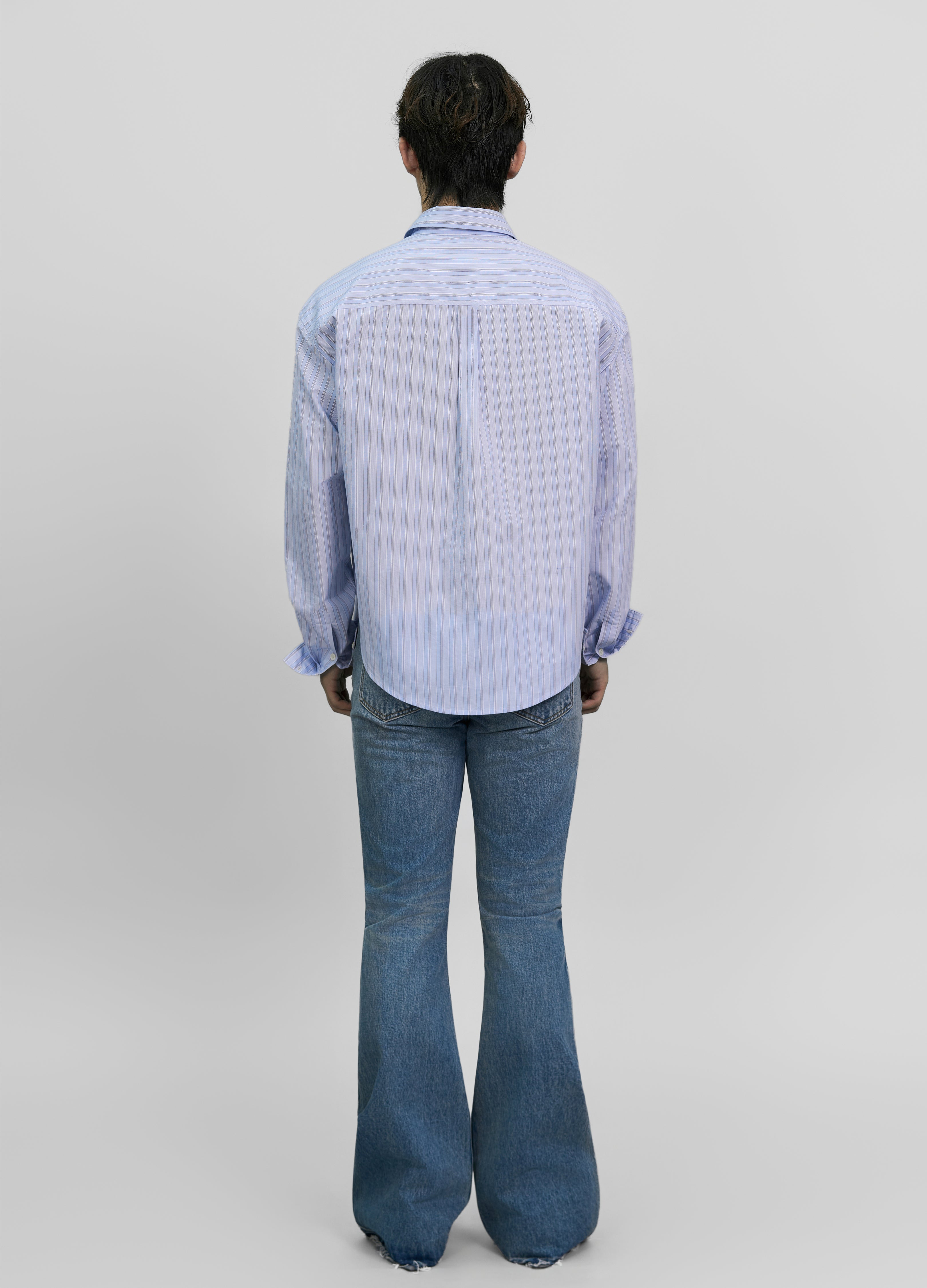STRIPED EMBROIDERED BLUE SHIRT