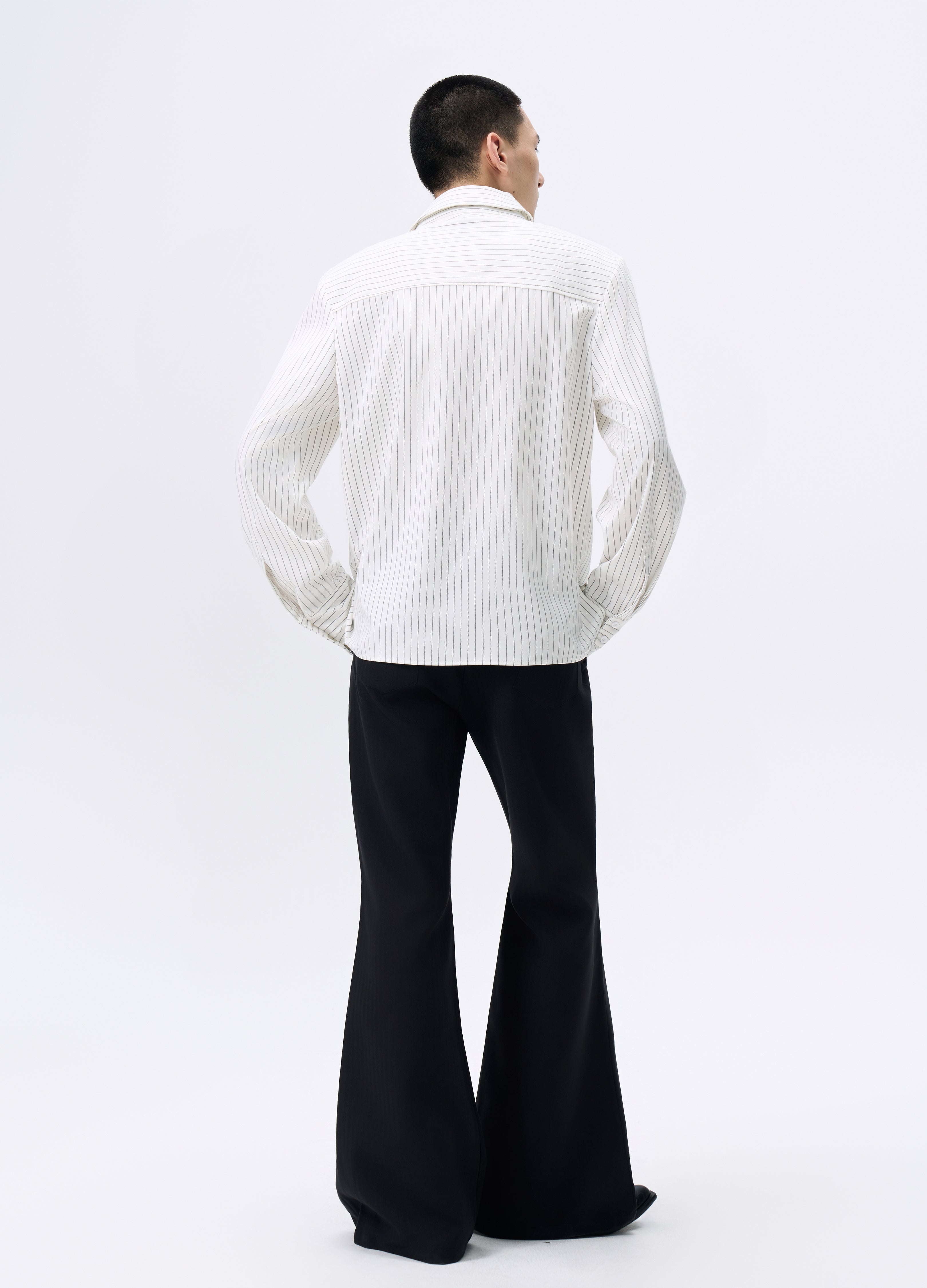 25FW STRIPED PADDED CROPPED SHIRT