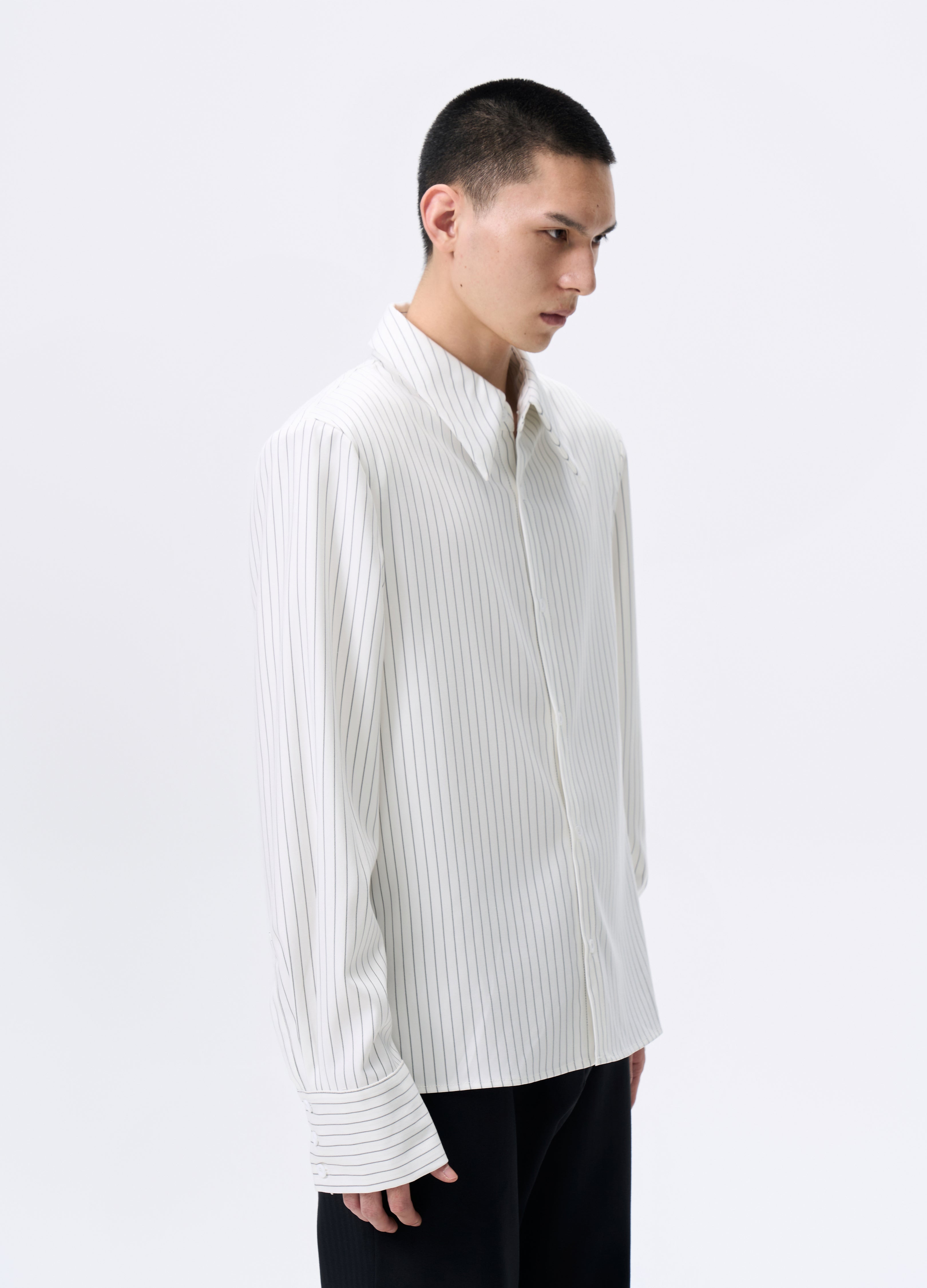 25FW STRIPED PADDED CROPPED SHIRT