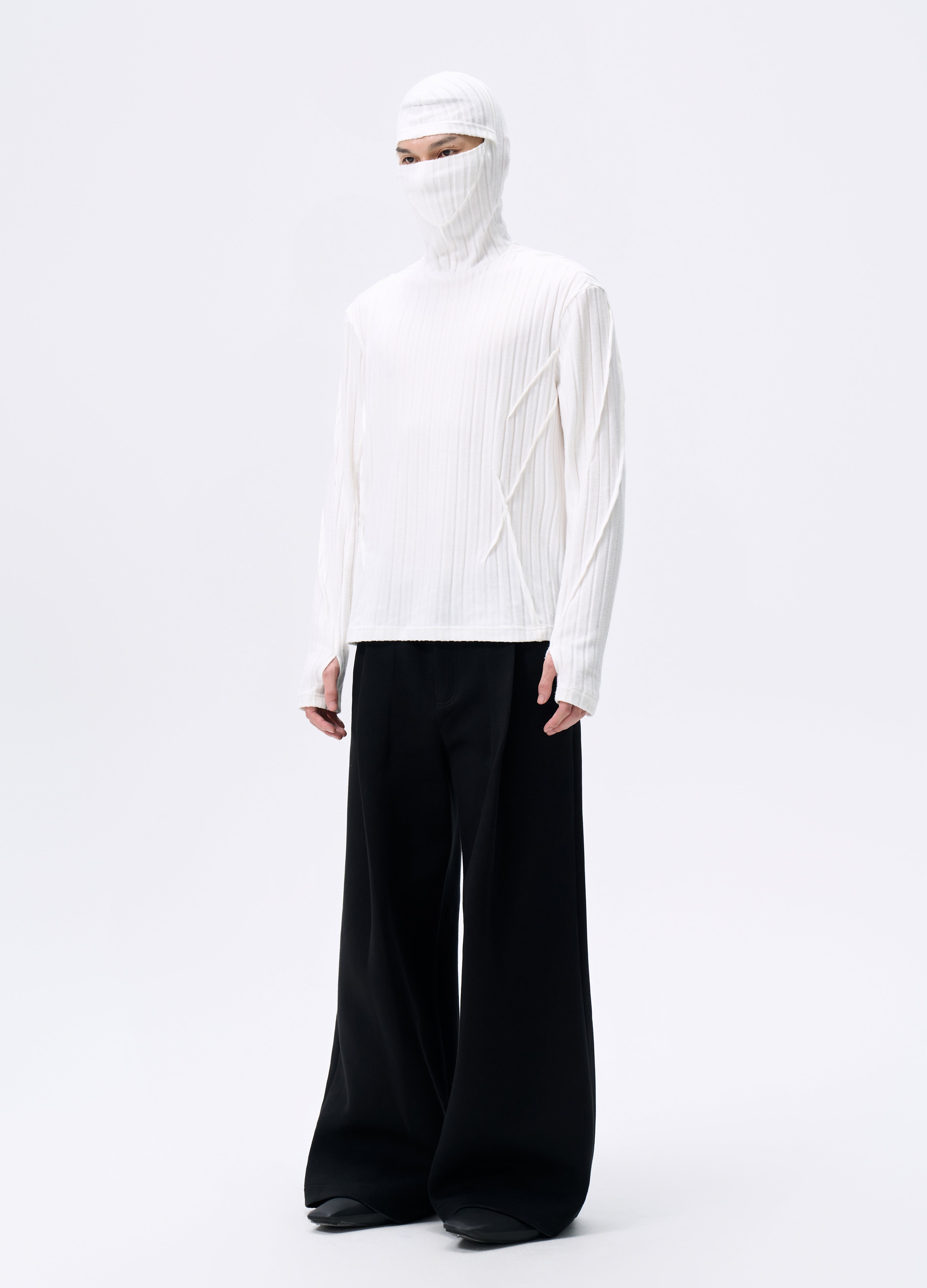 25FW MASKED STRIPE KNIT HOODIE