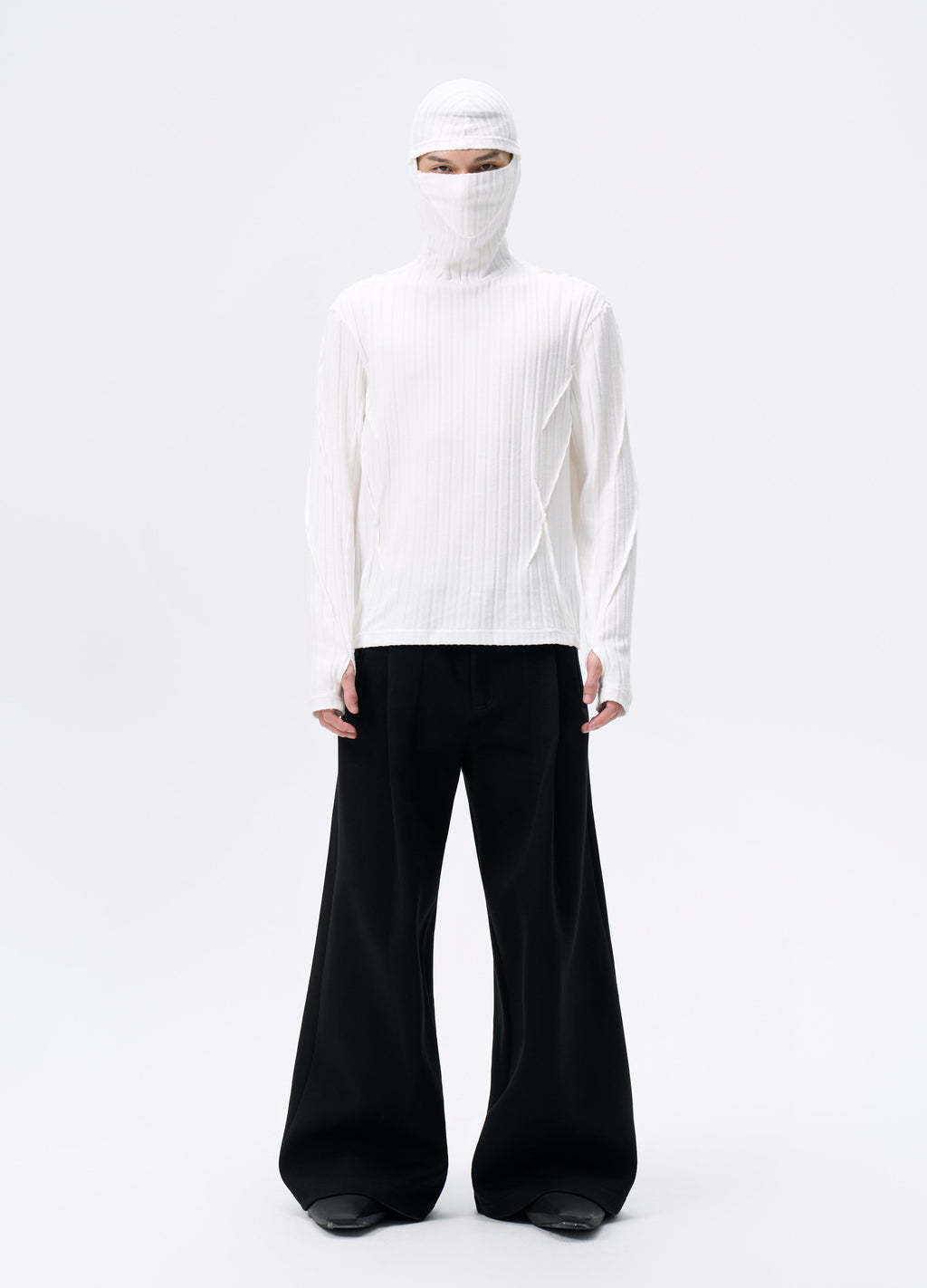 25FW MASKED STRIPE KNIT HOODIE