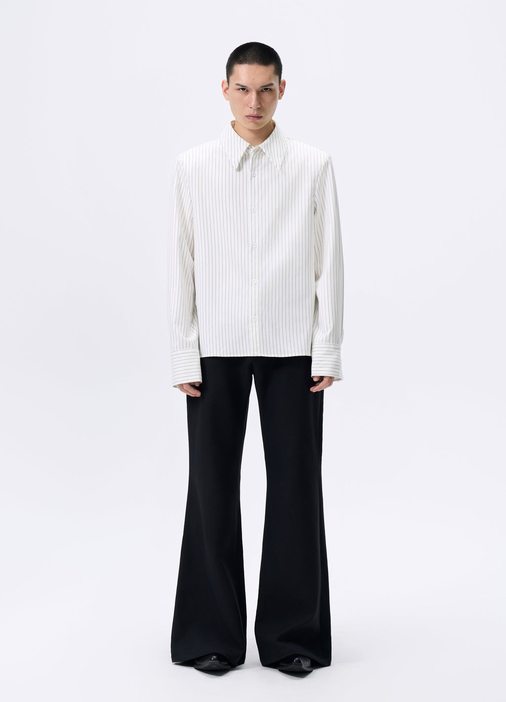 25FW STRIPED PADDED CROPPED SHIRT