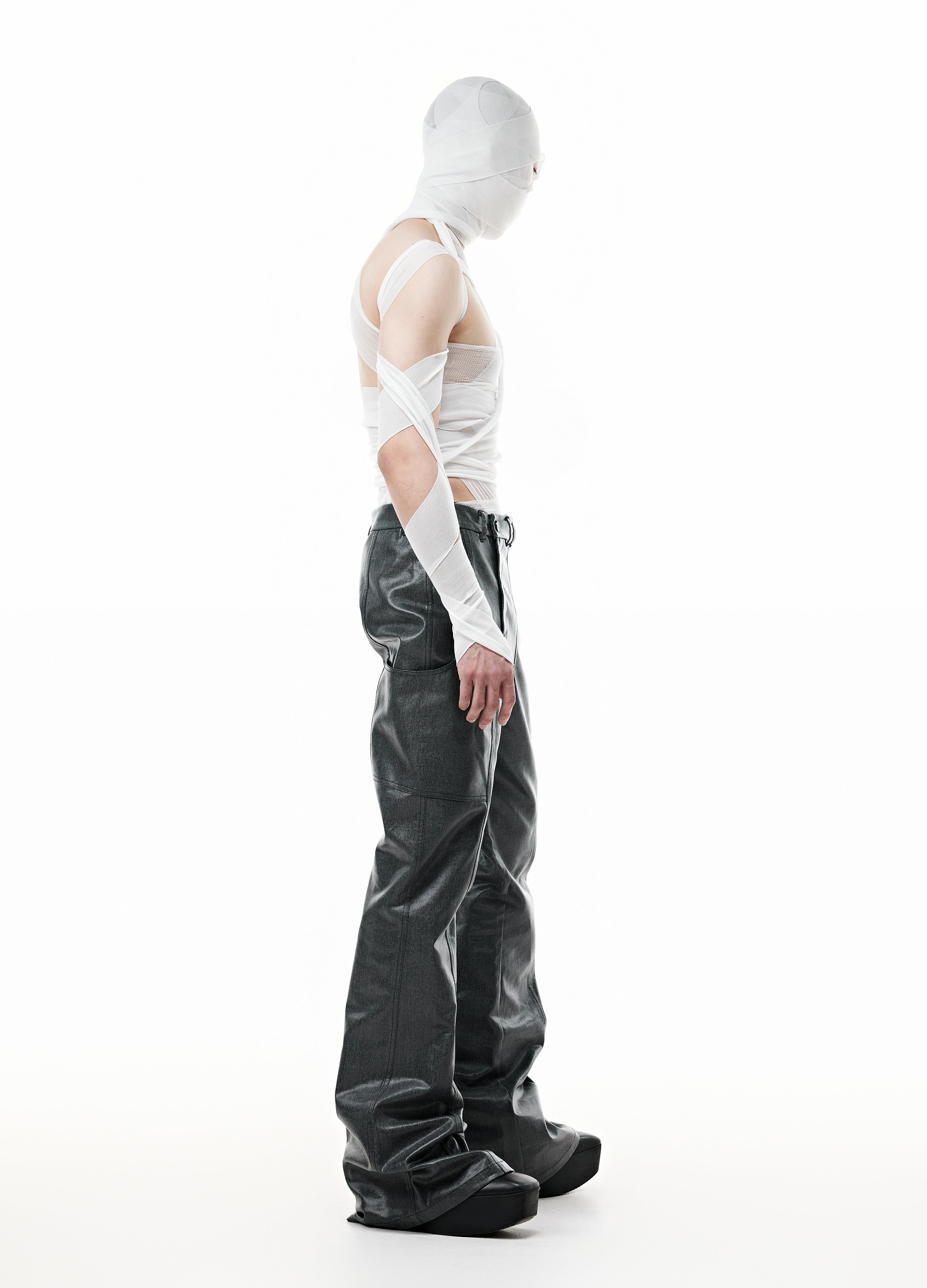 WAXED DRAPE DIVIDED PANTS
