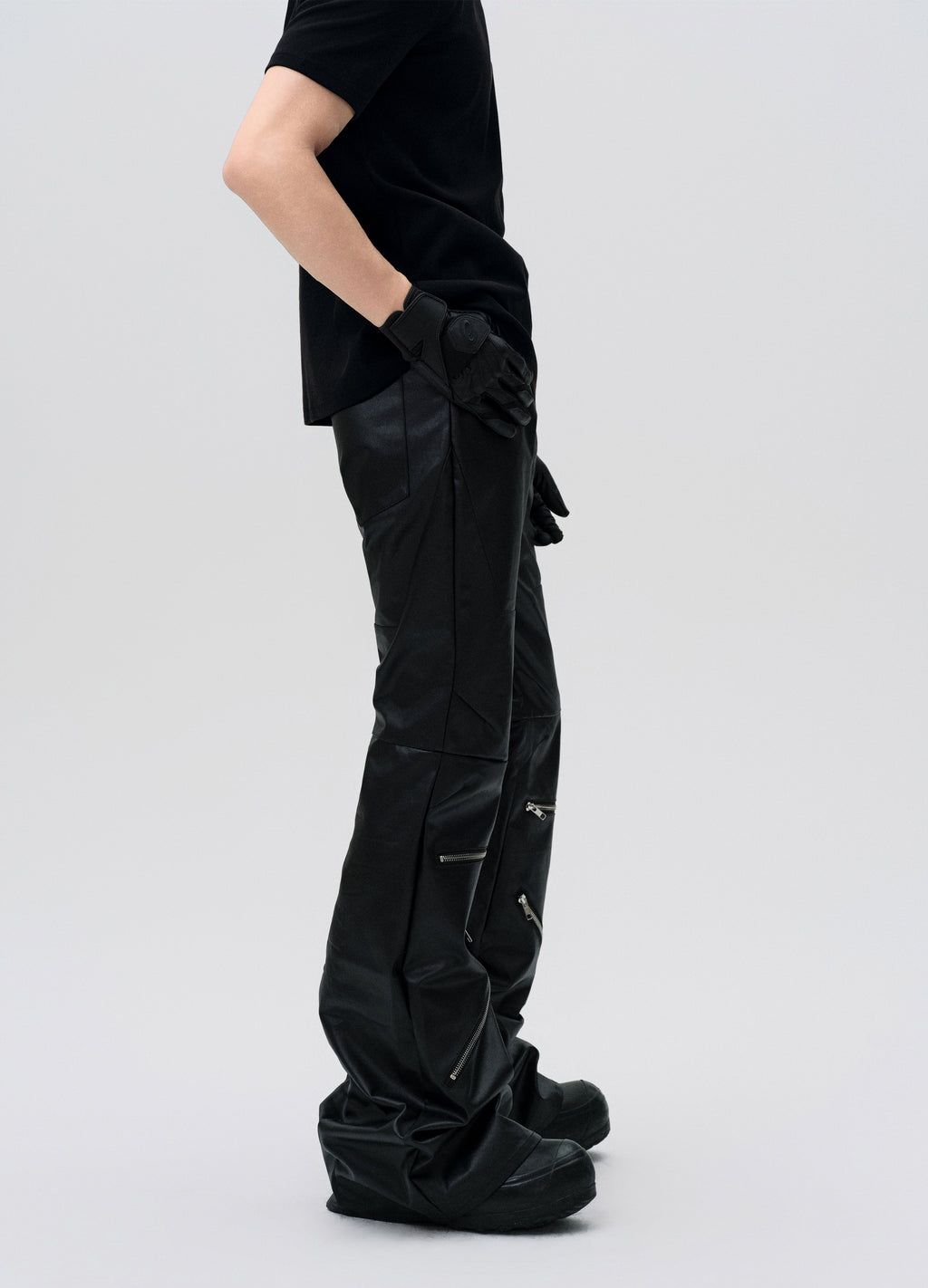 25SS WAXED ZIP DECONSTRUCT PANTS