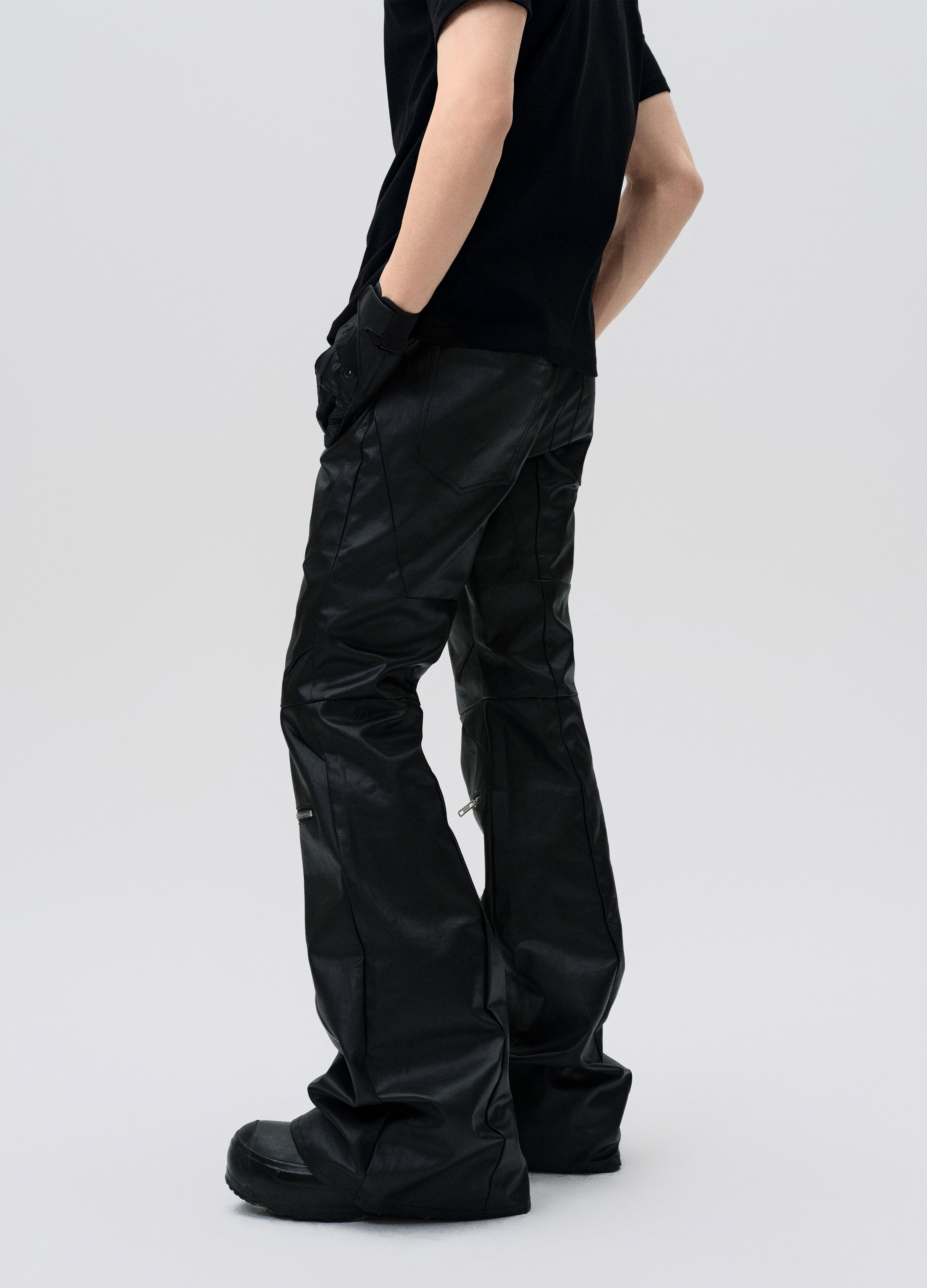 25SS WAXED ZIP DECONSTRUCT PANTS