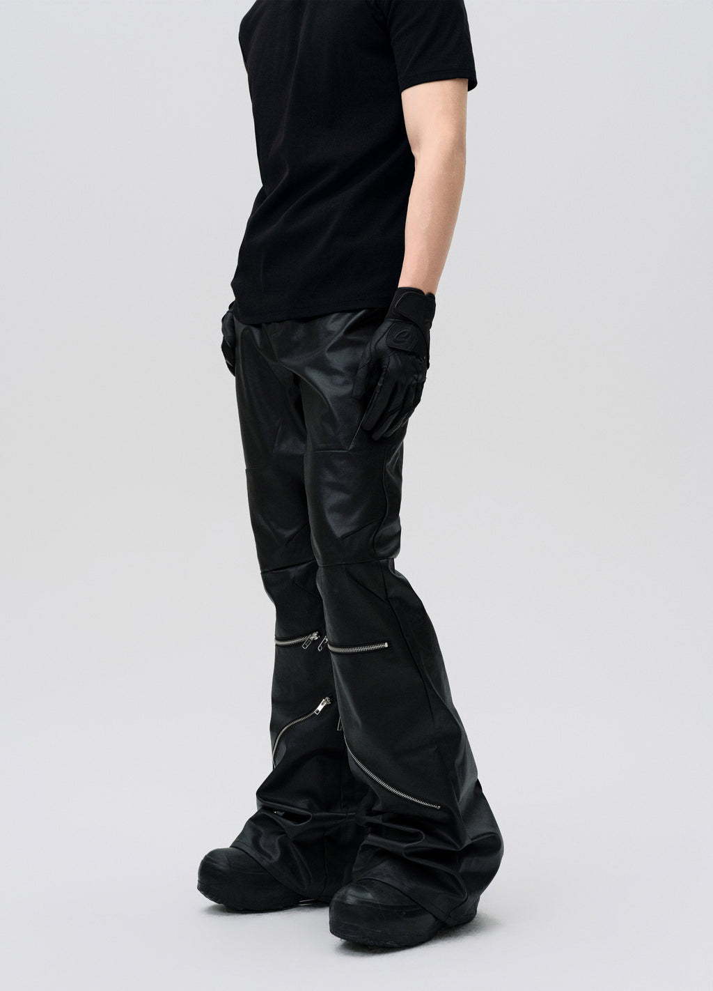 25SS WAXED ZIP DECONSTRUCT PANTS