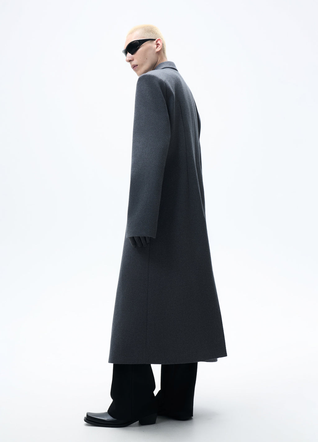 25FW GREY WAISTED WOOL OVERCOAT