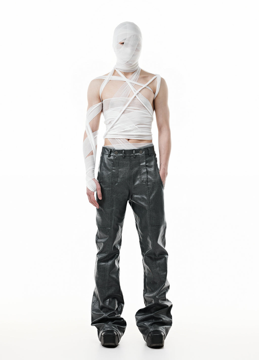 WAXED DRAPE DIVIDED PANTS