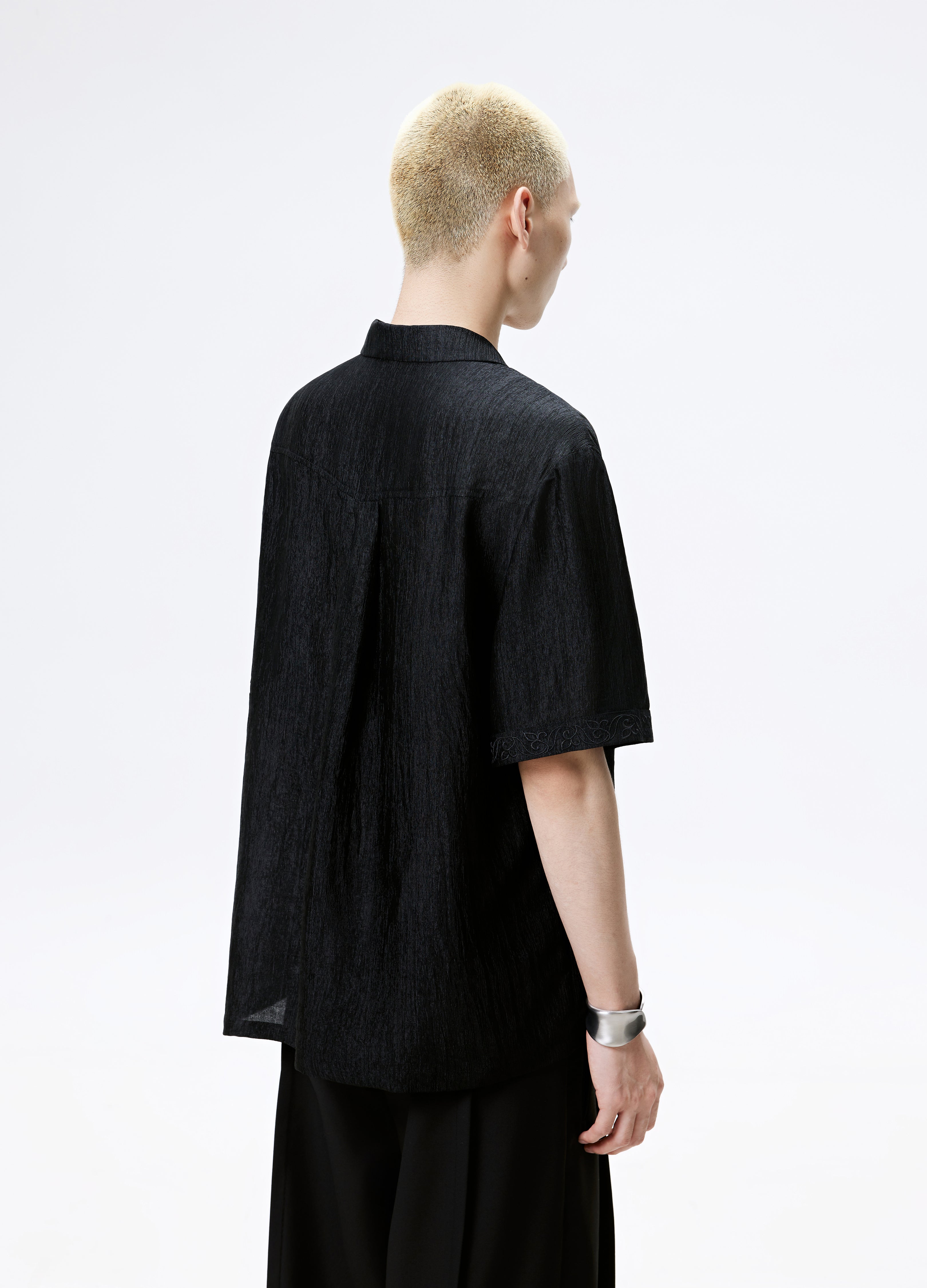 25SS WHITE BLACK TEXTURE SHINE SHIRT