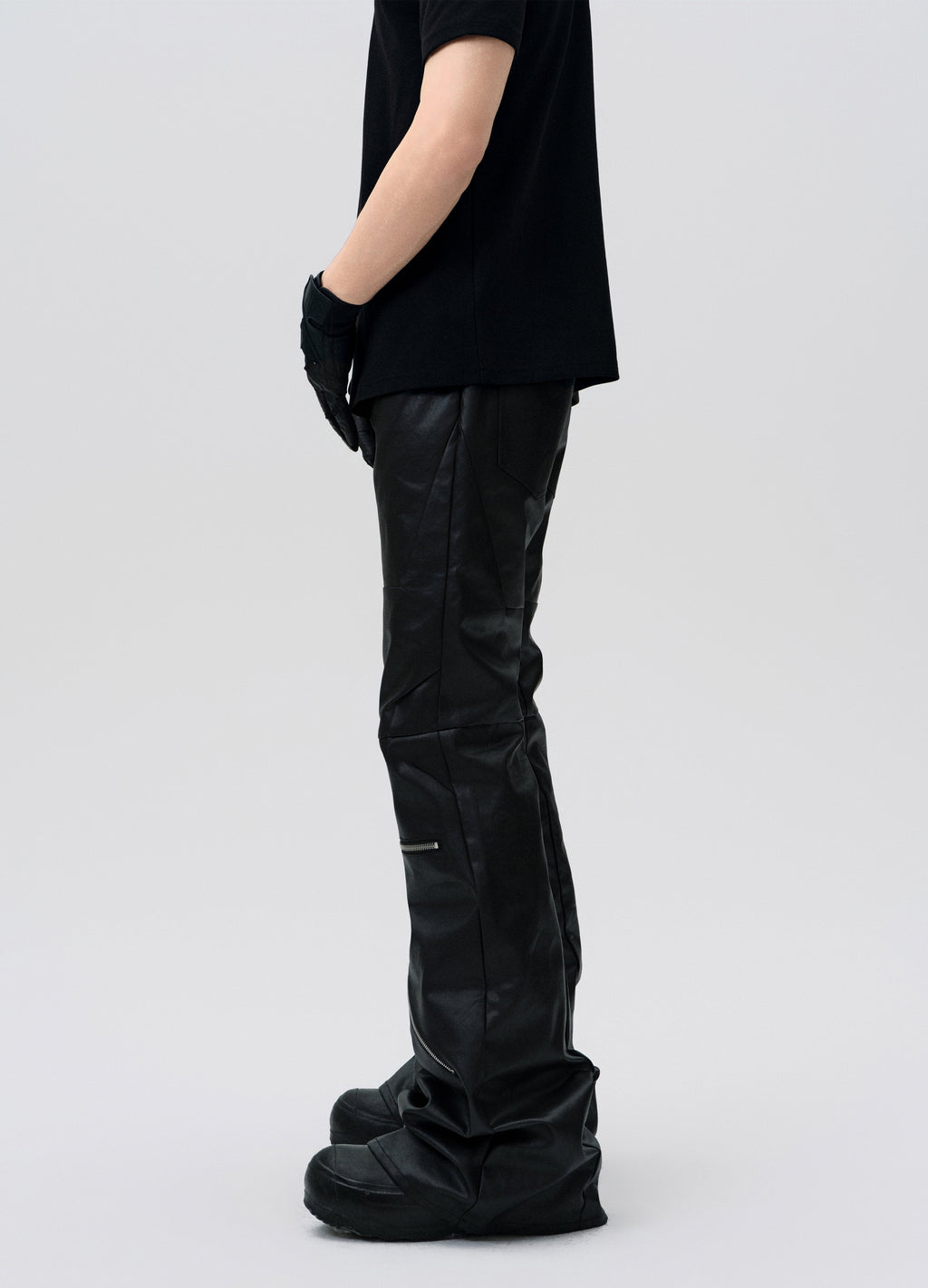 25SS WAXED ZIP DECONSTRUCT PANTS