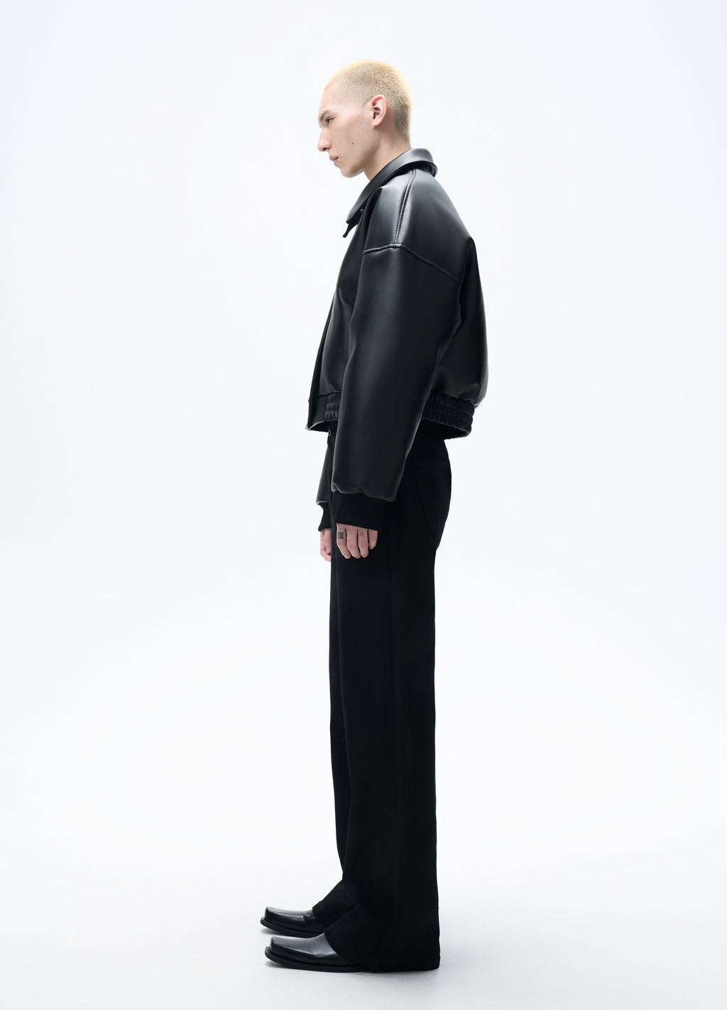 25FW HIGH-COLLAR LEATHER PUFFER