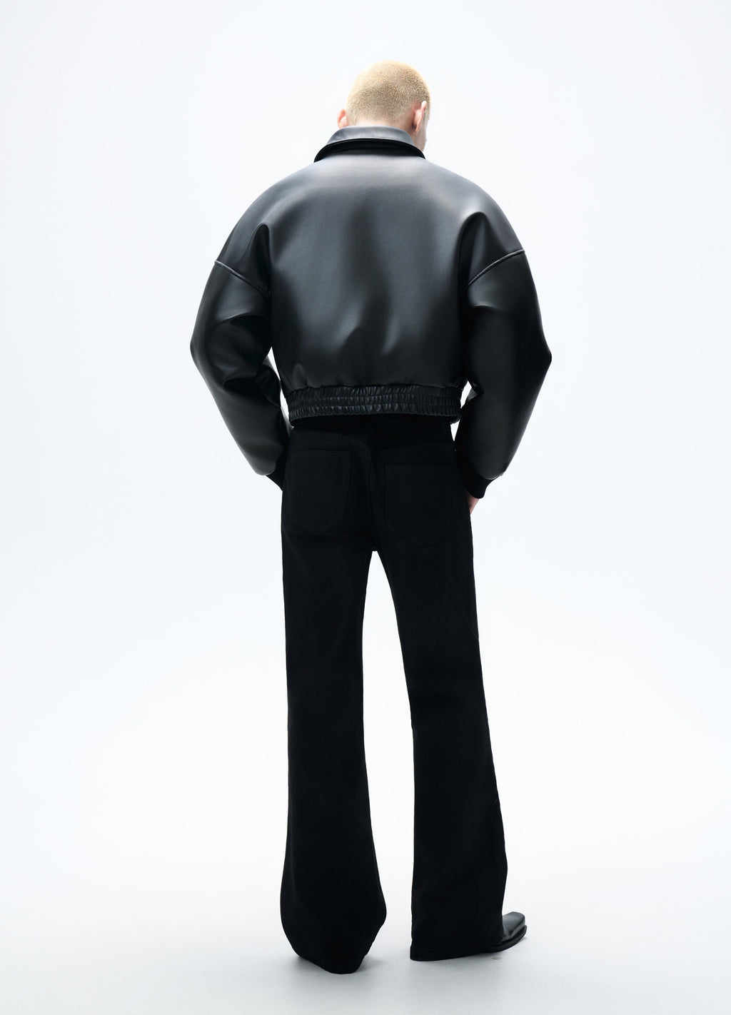 25FW HIGH-COLLAR LEATHER PUFFER