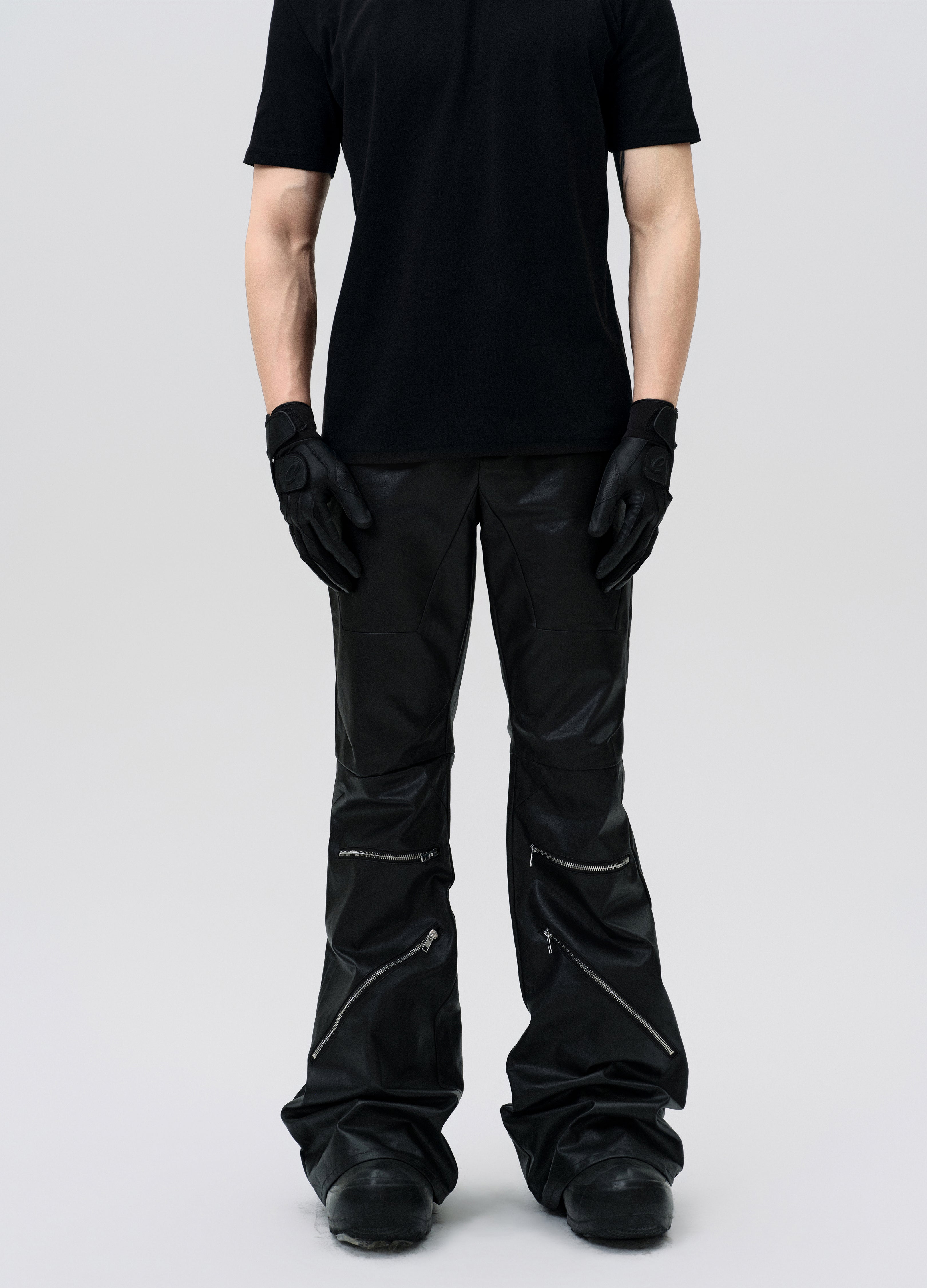 25SS WAXED ZIP DECONSTRUCT PANTS