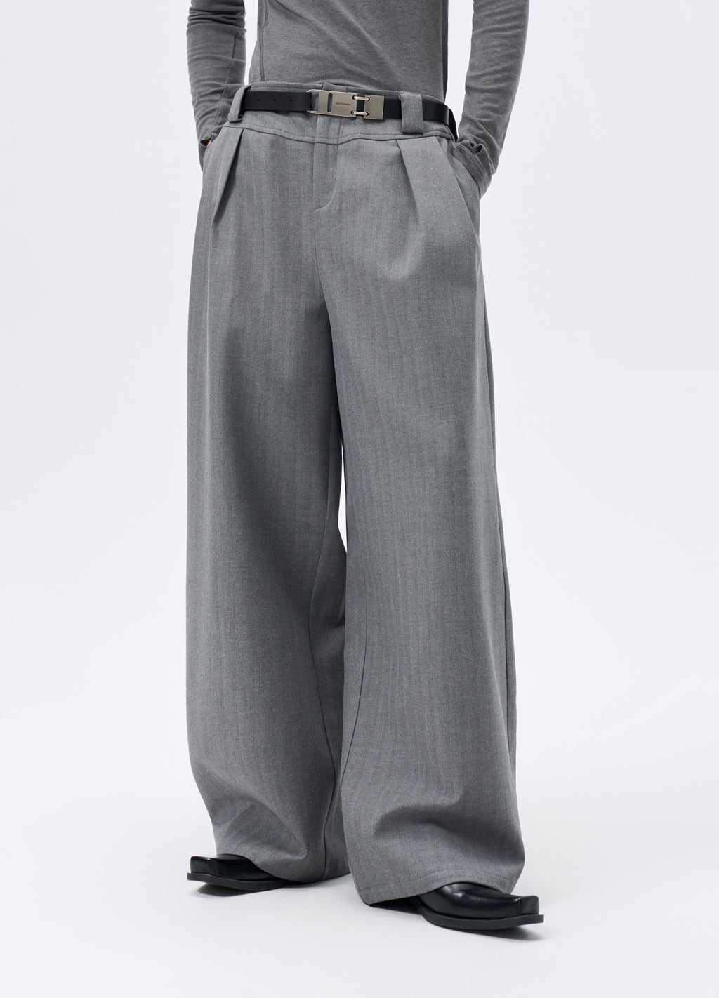 25FW STRIPED LYOCELL WIDE TROUSERS