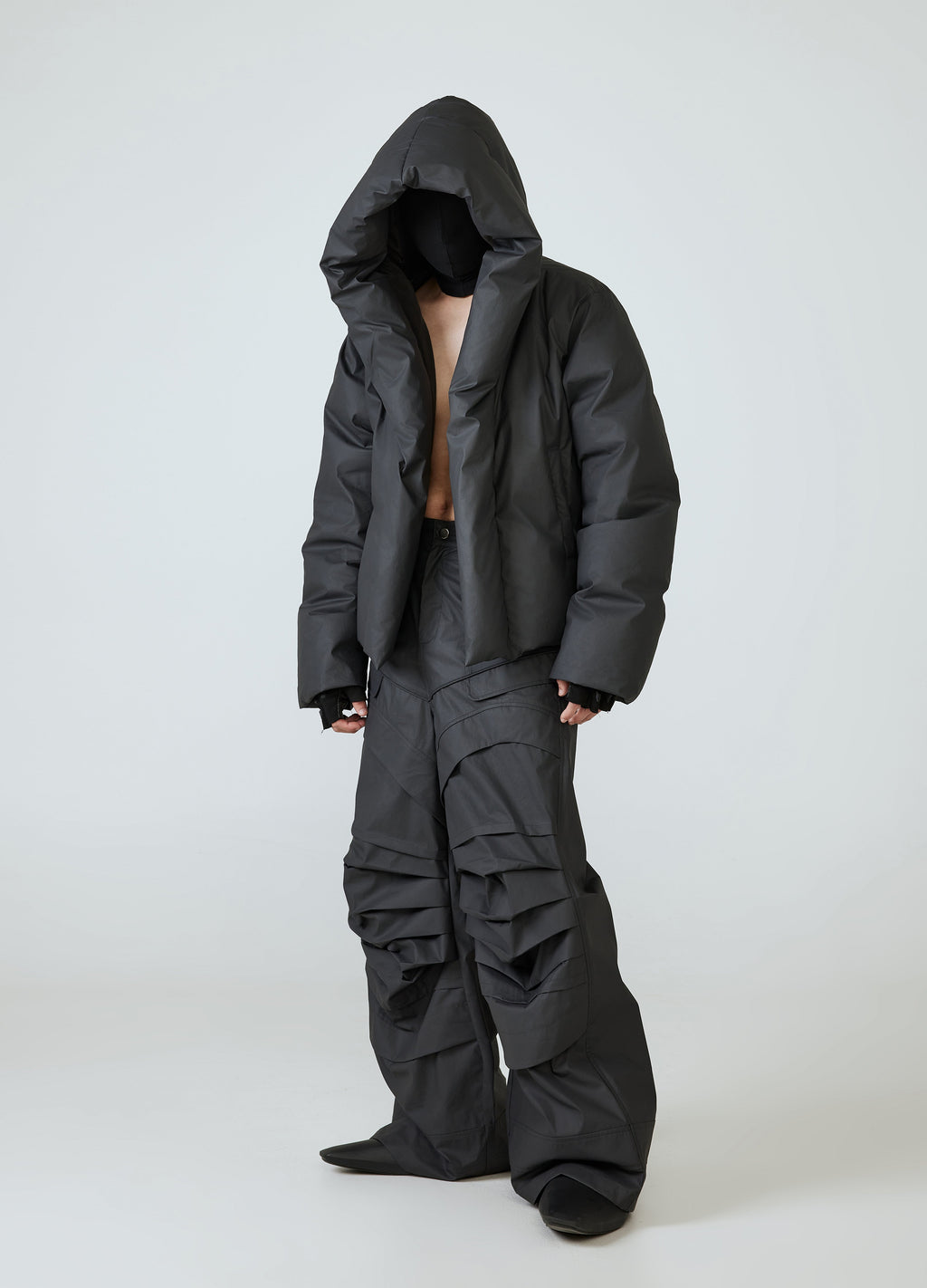 24FW HOODED BUTTONLESS DOWN JACKET