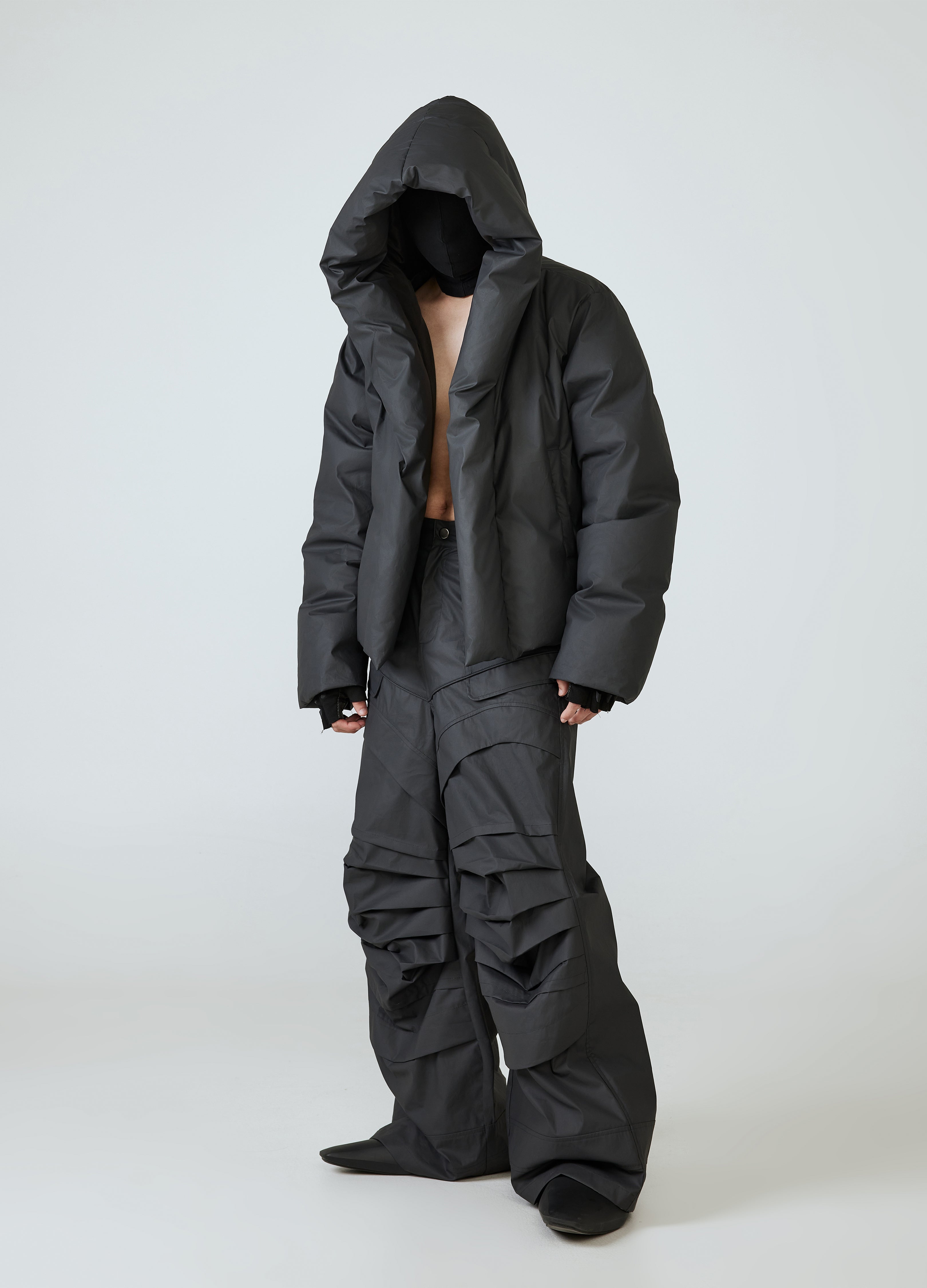 24FW HOODED BUTTONLESS DOWN JACKET