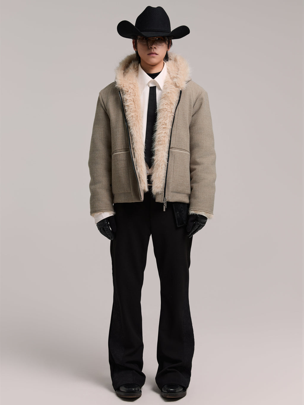 24AW „Vulture“ Samtjacke mit geschnitztem Innenfutter