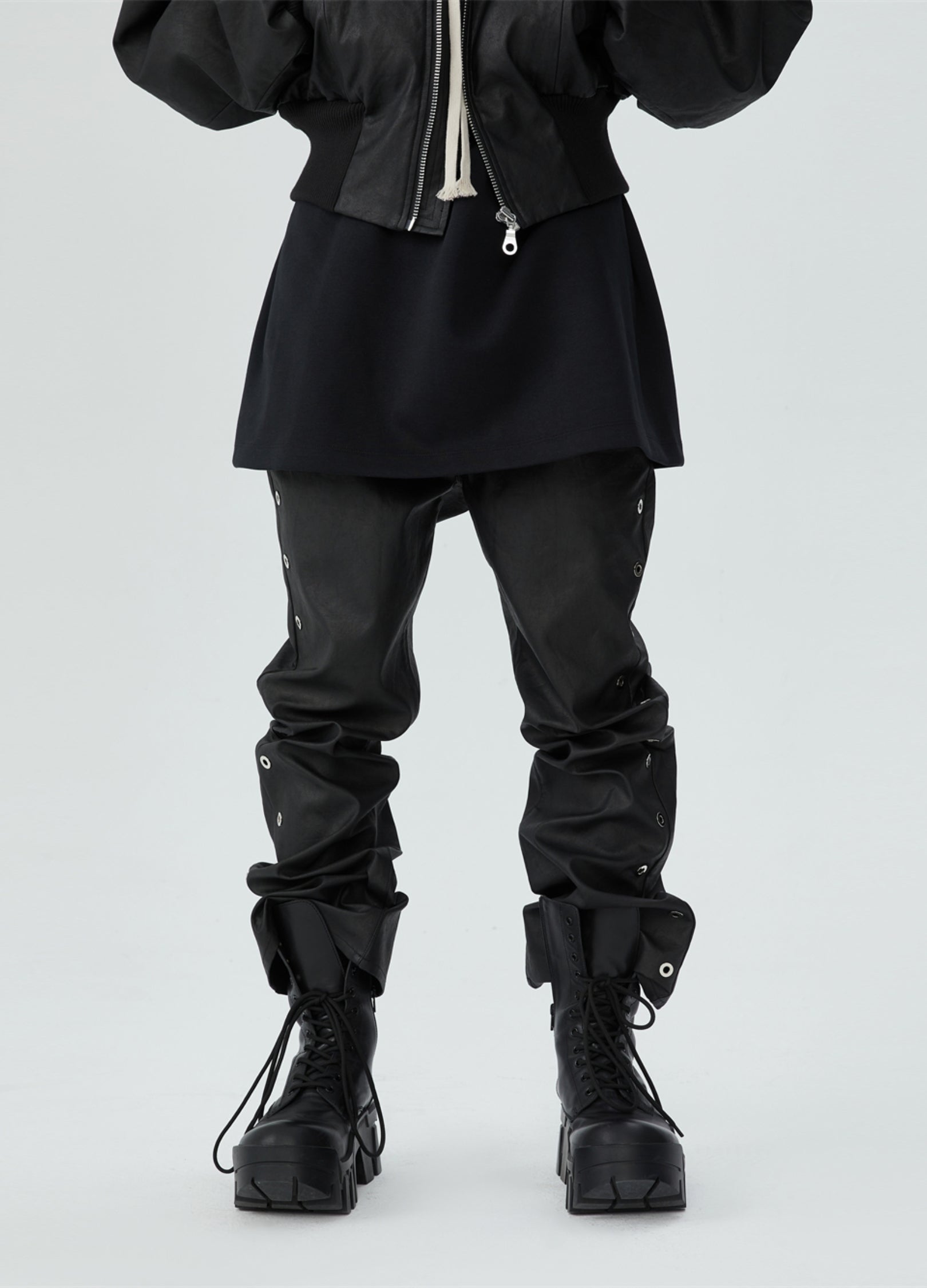 23SS Metro Vortex Punctured Leather Bottoms