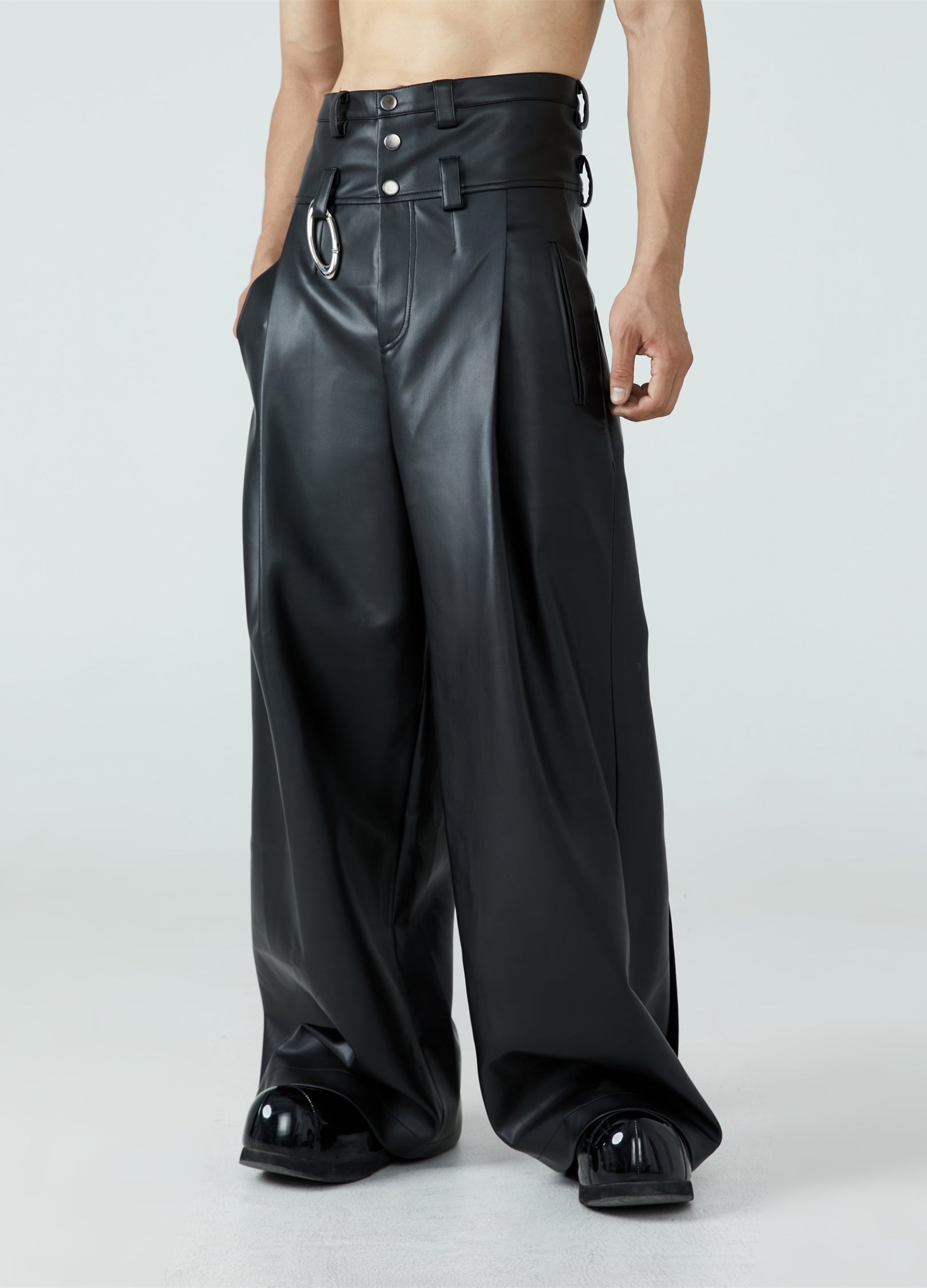 23FW High Waist PU Leather Pants