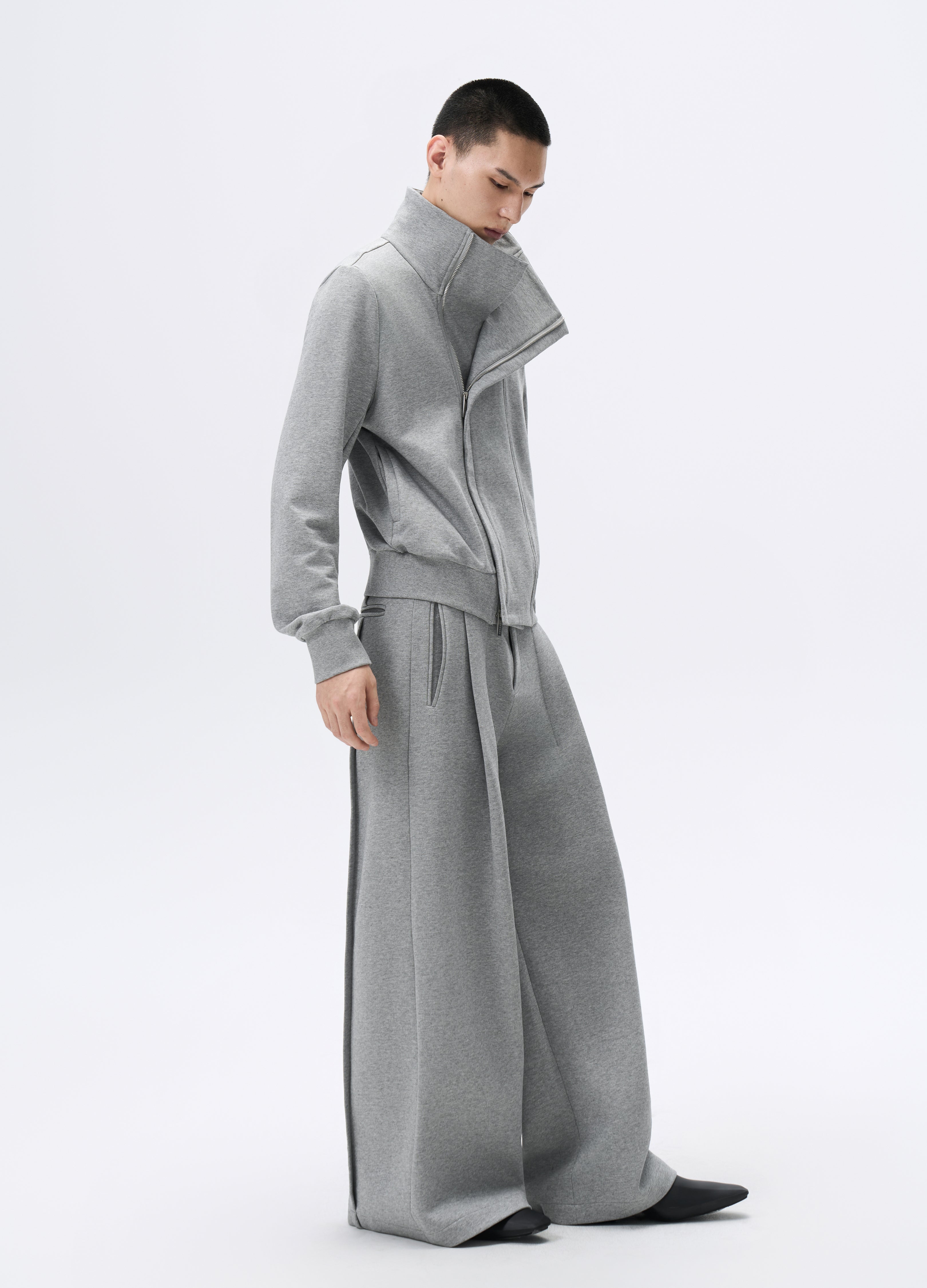 25FW GREY ZIP CROPPED JACKET