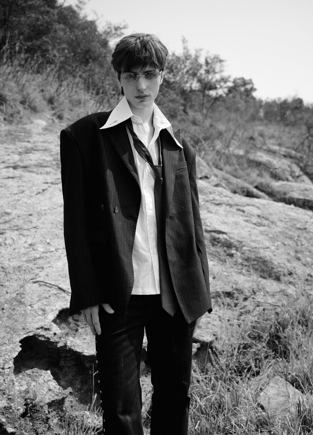 25SS ROSE EMBROIDERY TENCEL SHIRT