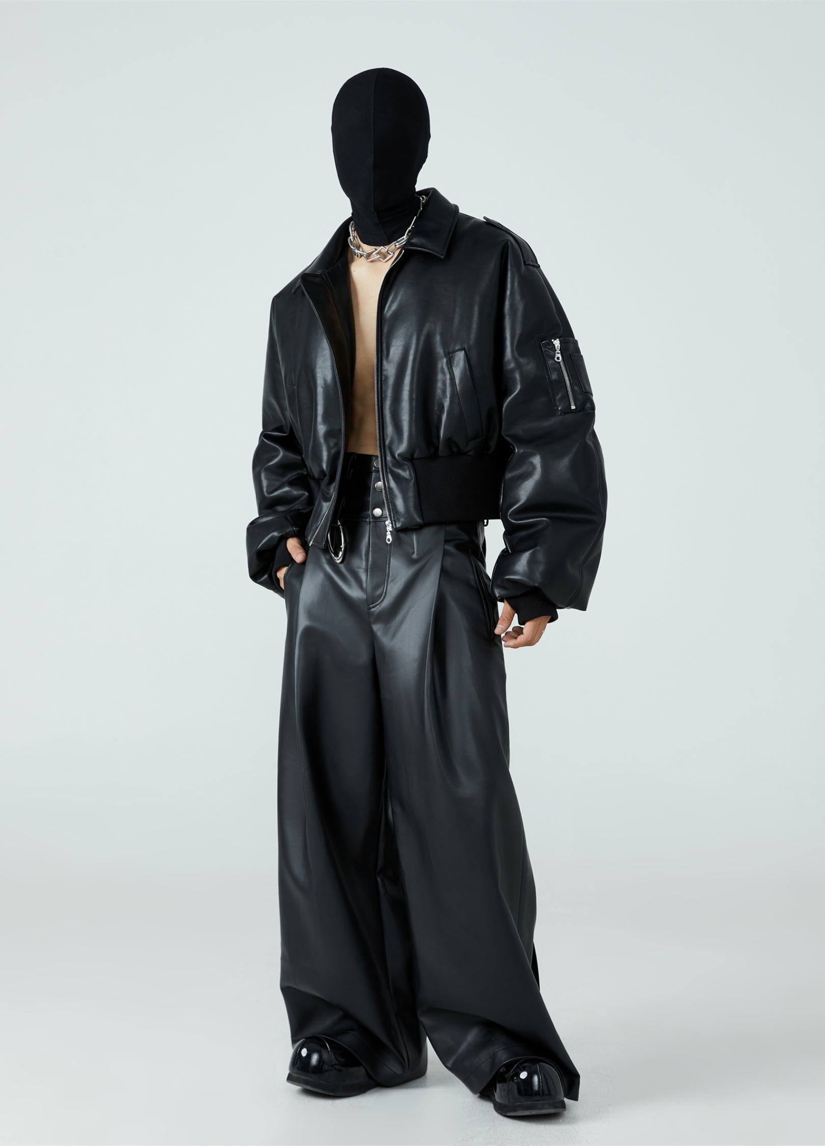 23FW High Waist PU Leather Pants