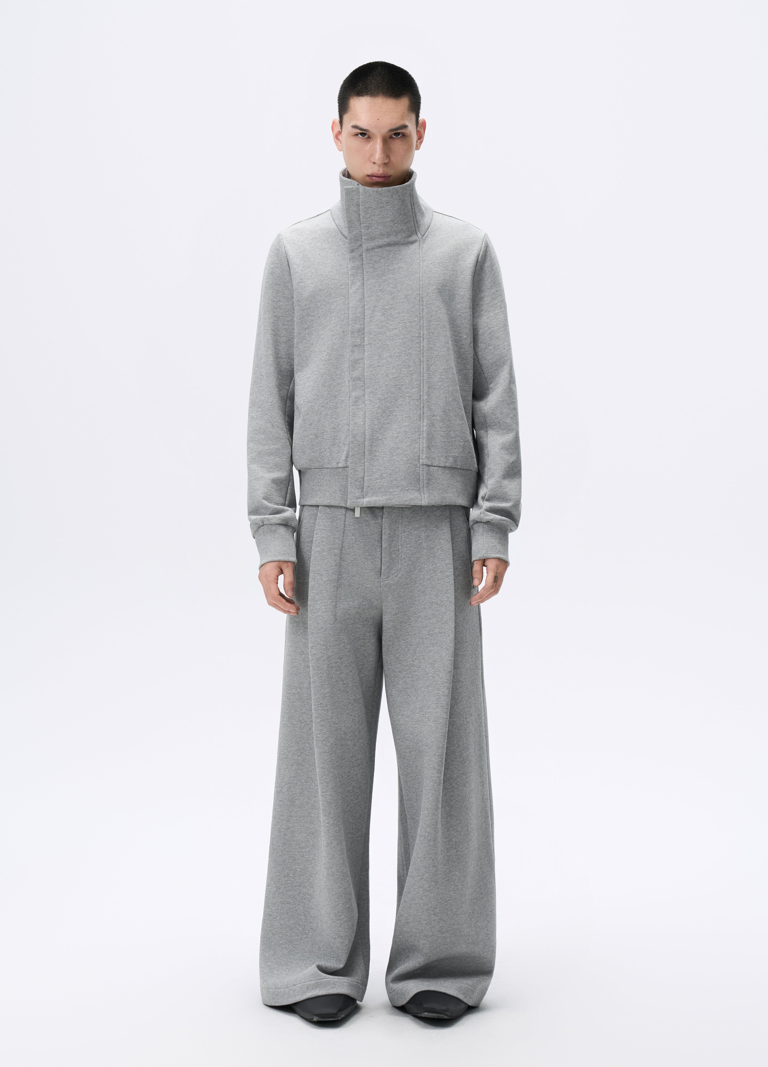 25FW GREY ZIP CROPPED JACKET