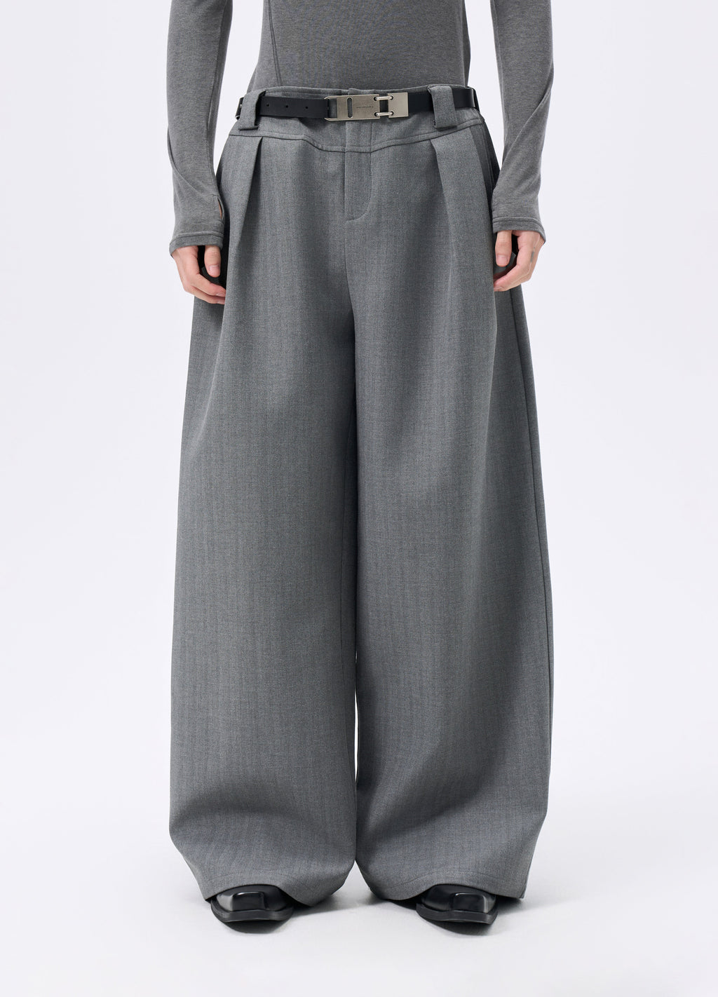 25FW STRIPED LYOCELL WIDE TROUSERS