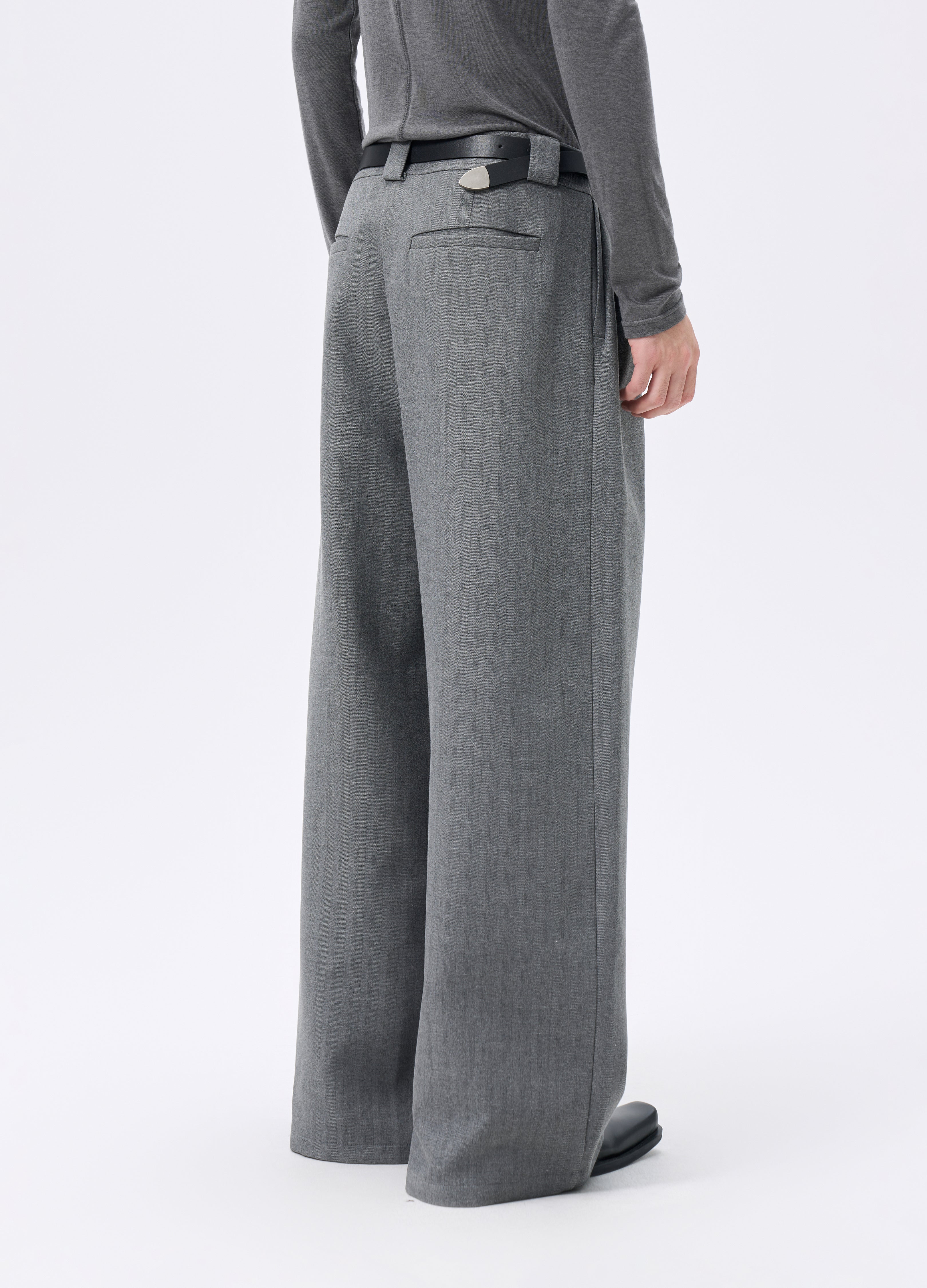 25FW STRIPED LYOCELL WIDE TROUSERS