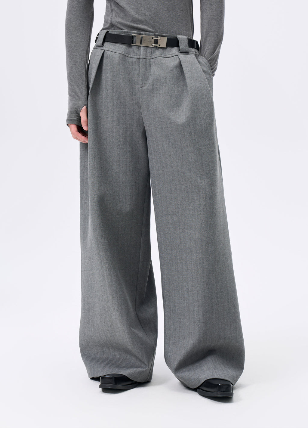 25FW STRIPED LYOCELL WIDE TROUSERS