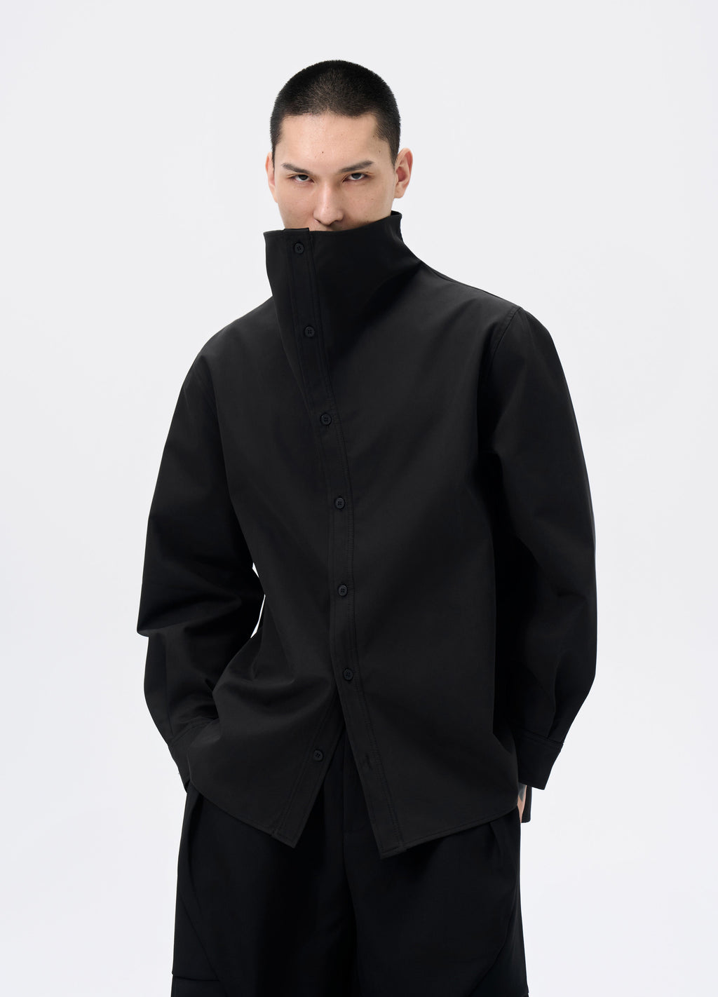 25FW HIGH-COLLAR SHADOW SHIRT