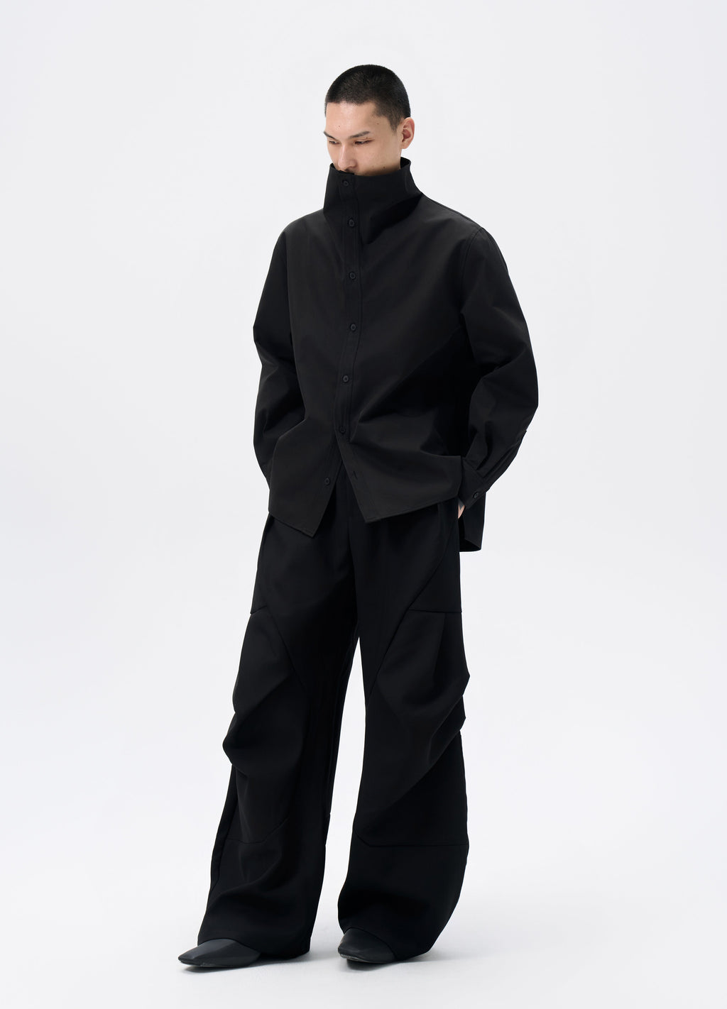 25FW HIGH-COLLAR SHADOW SHIRT