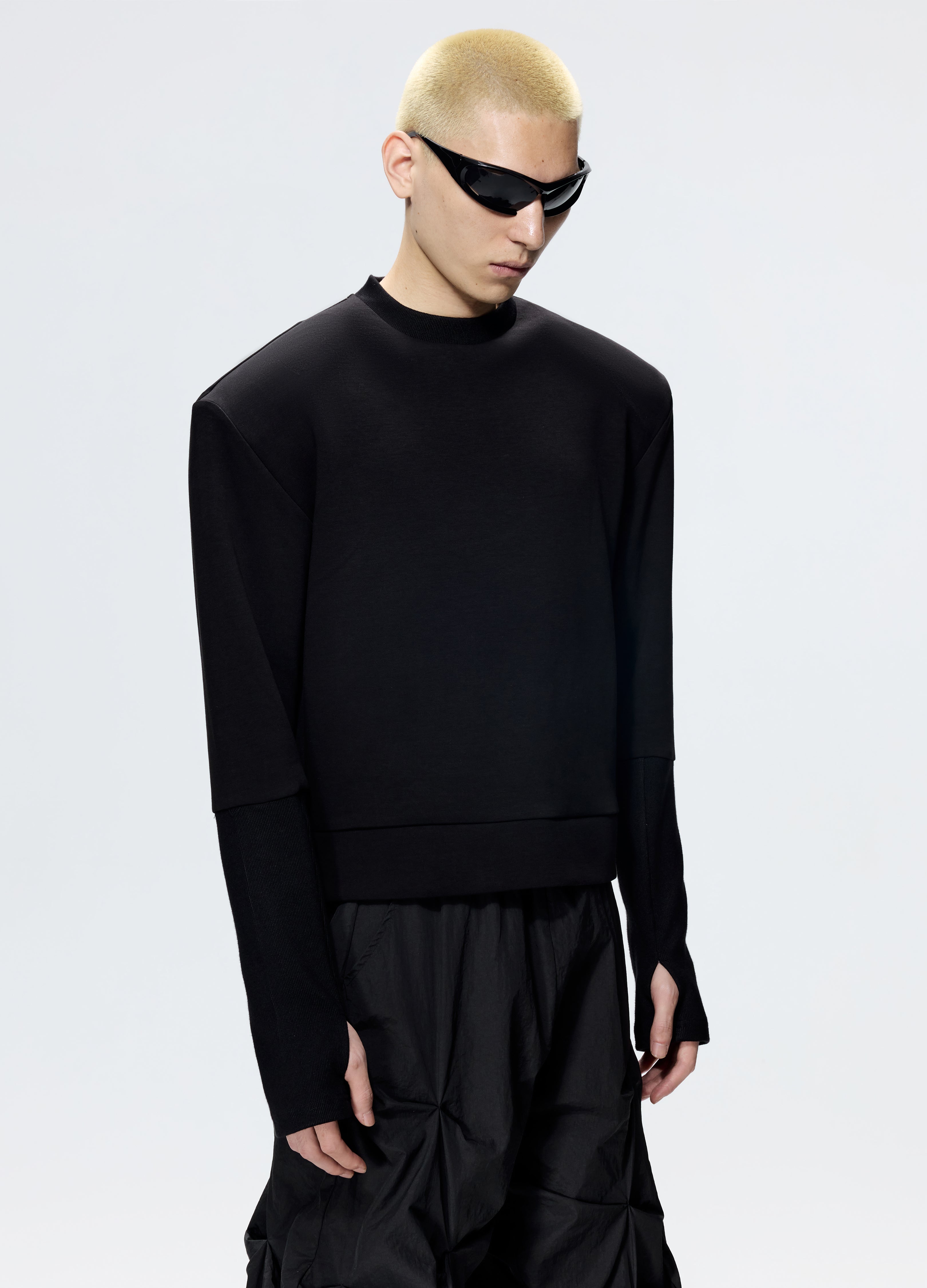 25FW STAPLE DETAIL CROPPED HOODIE