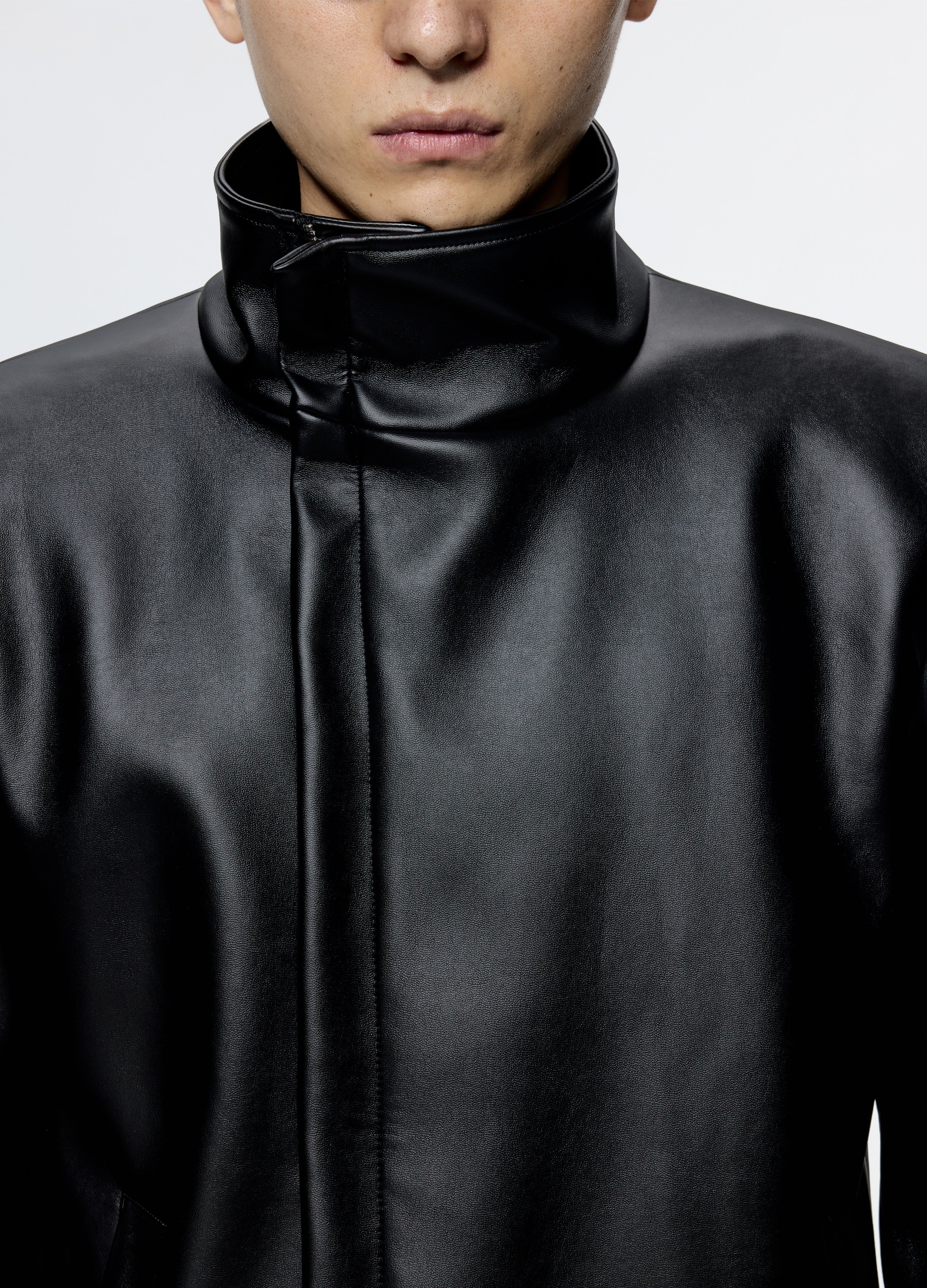 25FW SHOULDERED LEATHER BIKER JACKET