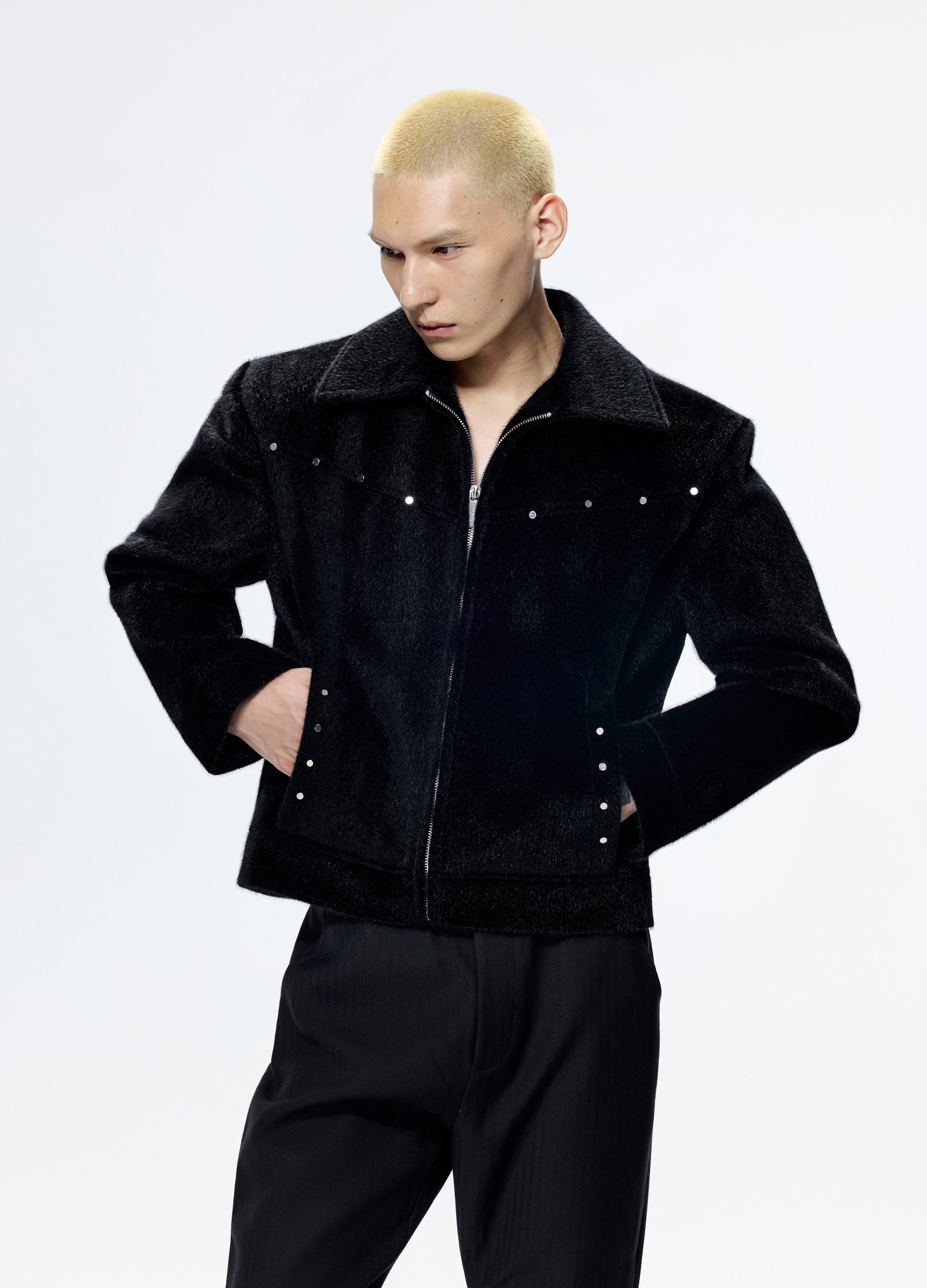 25FW STUDDED HORSEHAIR JACKET