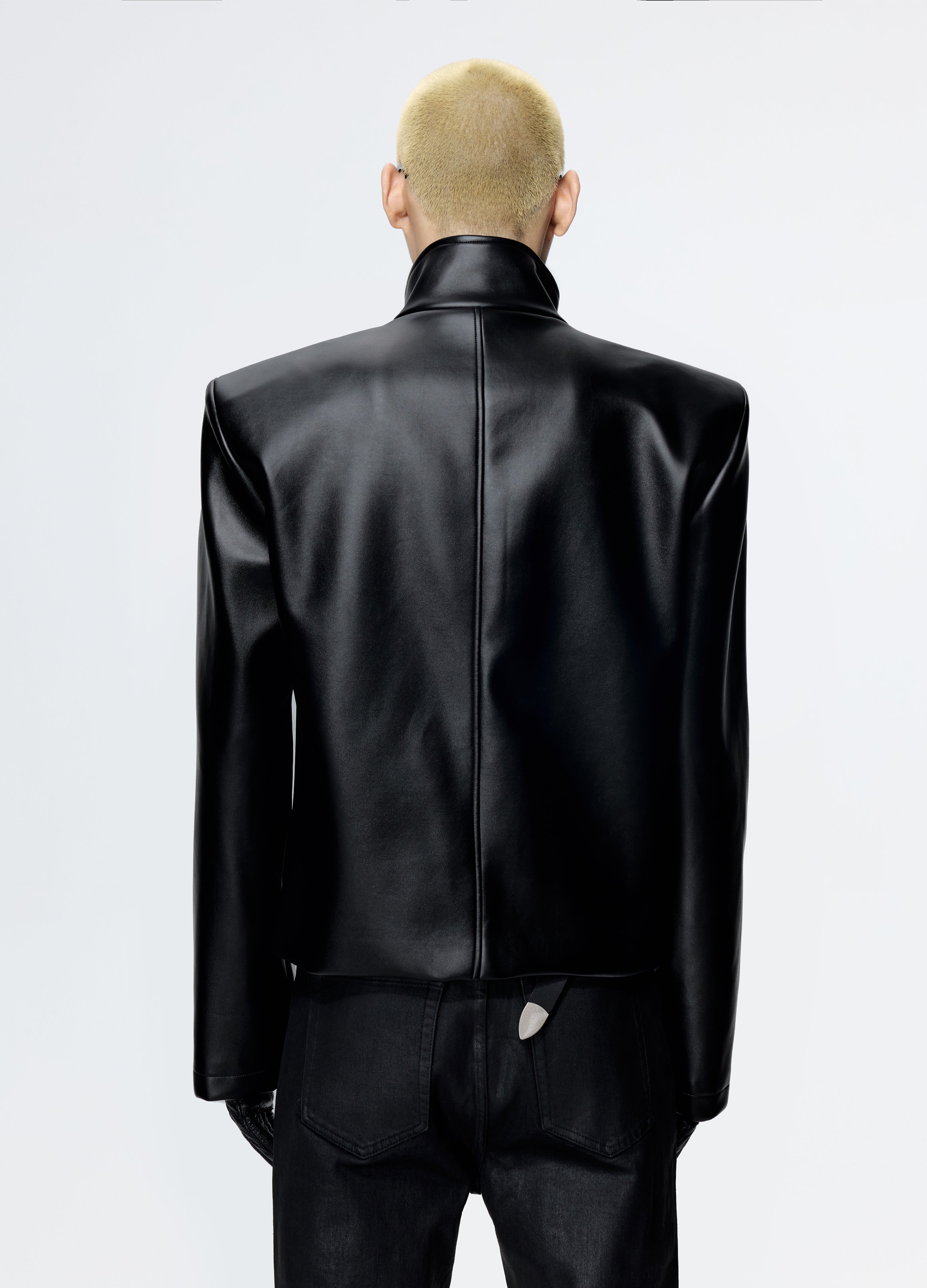 25FW SHOULDERED LEATHER BIKER JACKET