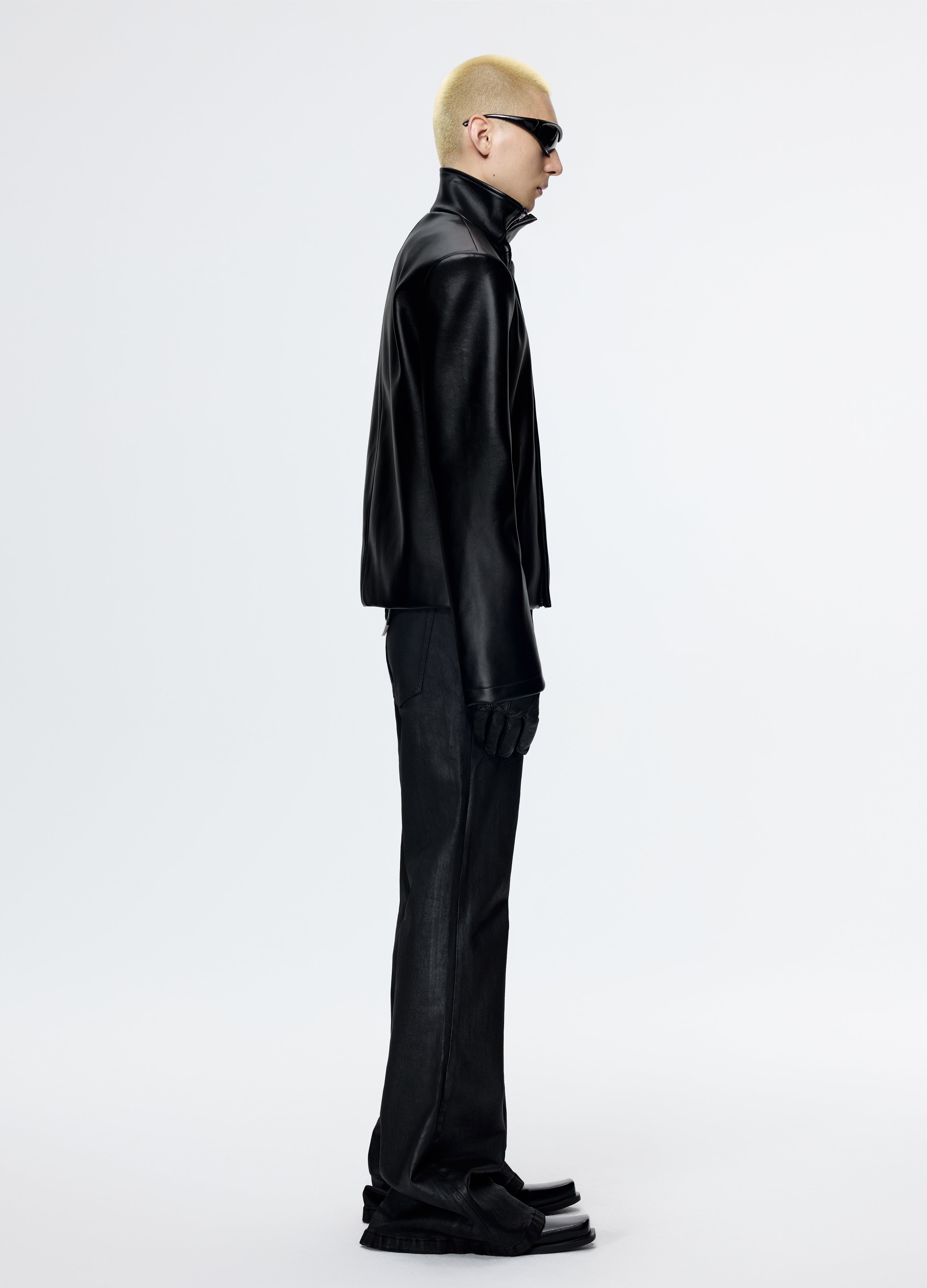 25FW SHOULDERED LEATHER BIKER JACKET