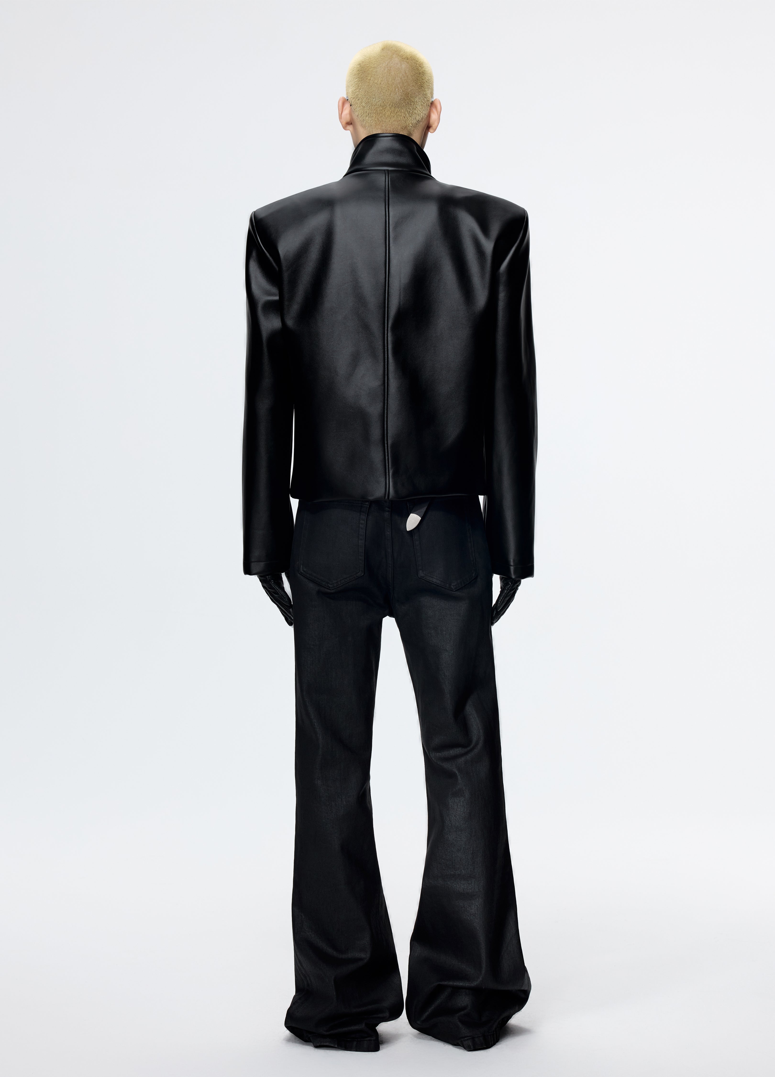 25FW SHOULDERED LEATHER BIKER JACKET