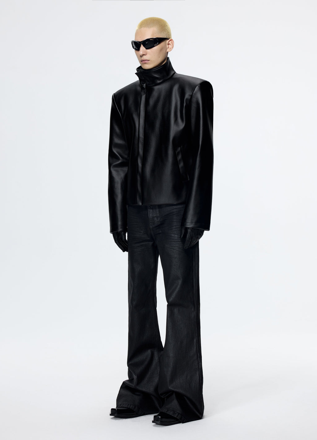 25FW SHOULDERED LEATHER BIKER JACKET